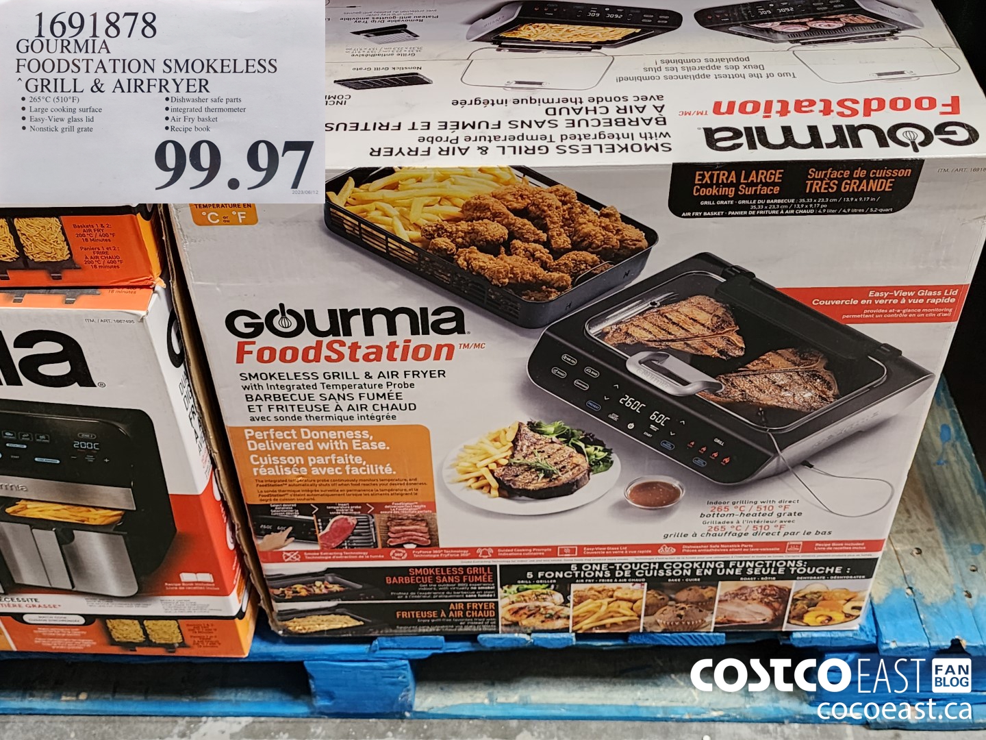 1691878 GOURMIA FOODSTATION SMOKELESS GRILL & AIRFRYER $99.97