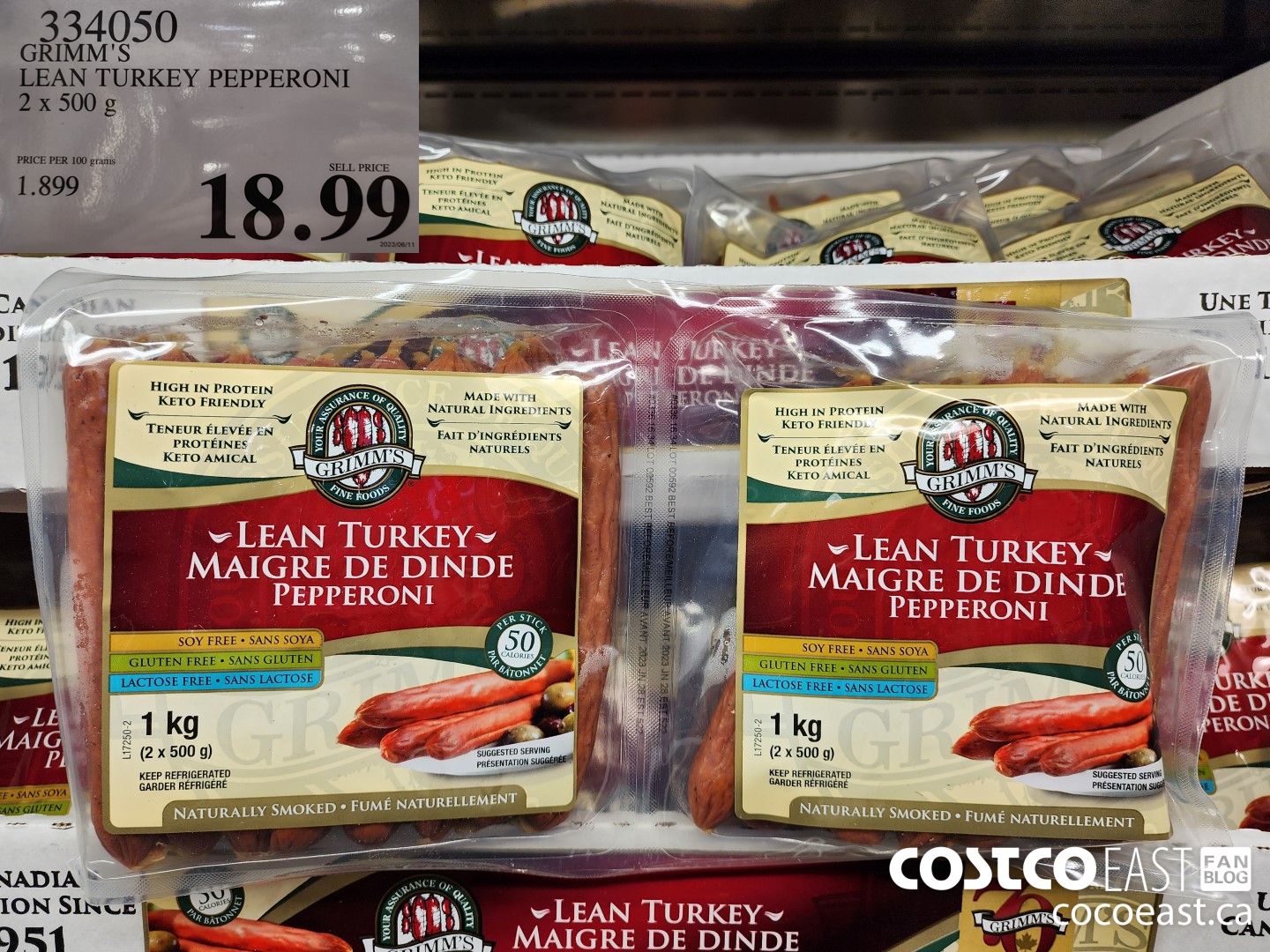 334050 GRIMM'S LEAN TURKEY PEPPERONI 2 X 500 G $18.99