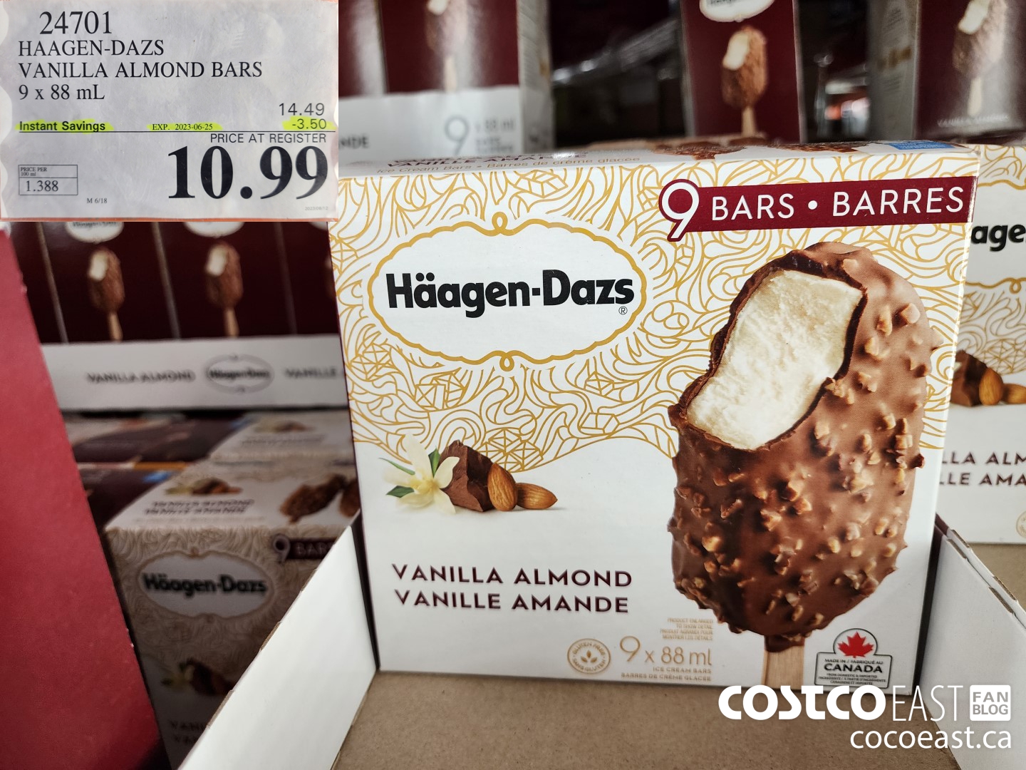 24701 HAAGAN-DAZS VANILLA ALMOND BARS 9 X 88 ML ($3.50 INSTANT SAVINGS EXPIRES ON 2023-06-25) $10.99