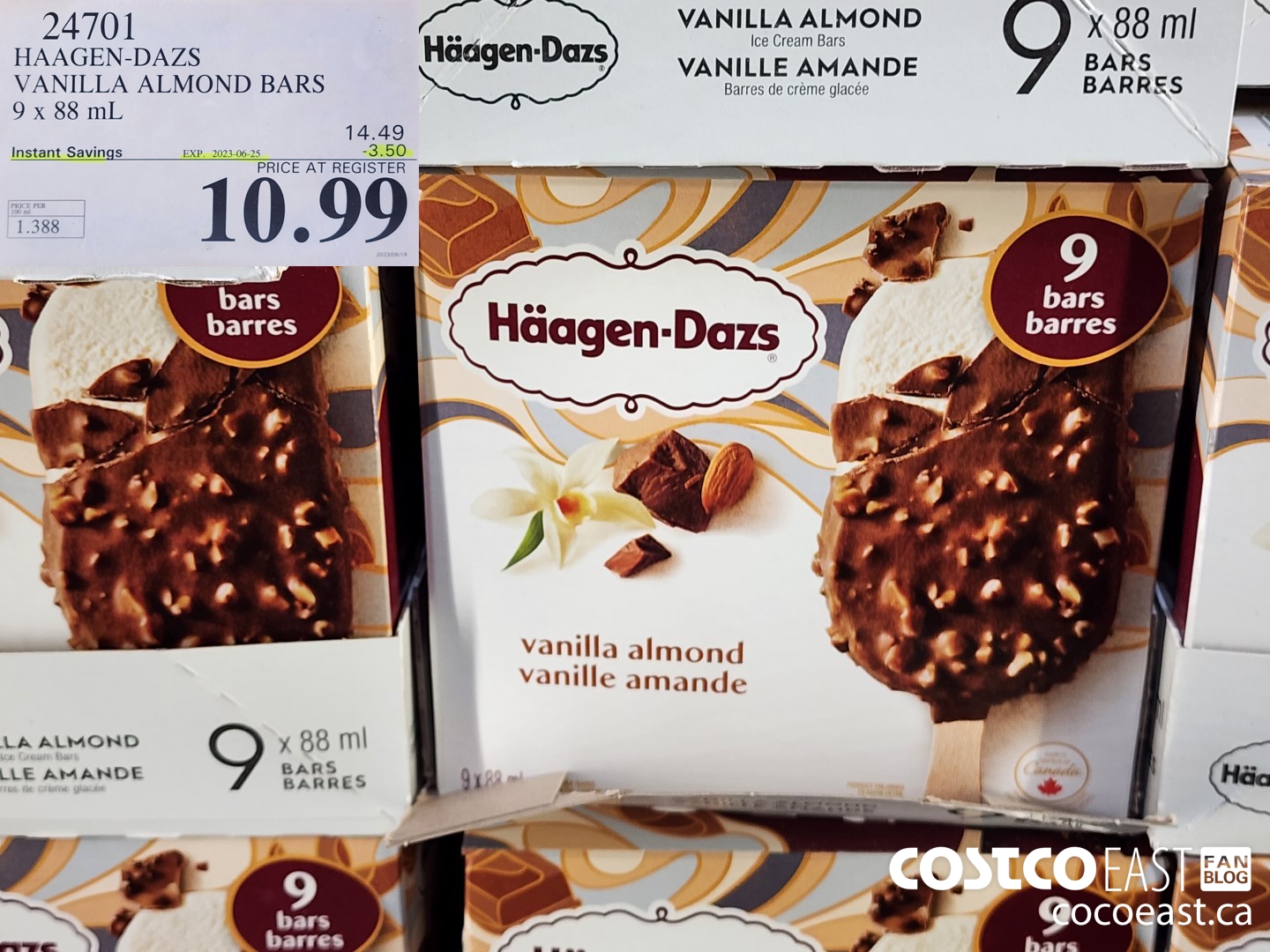 24701 HAAGAN-DAZS VANILLA ALMOND BARS 9 X 88 ML ($3.50 INSTANT SAVINGS EXPIRES ON 2023-06-25) $10.99