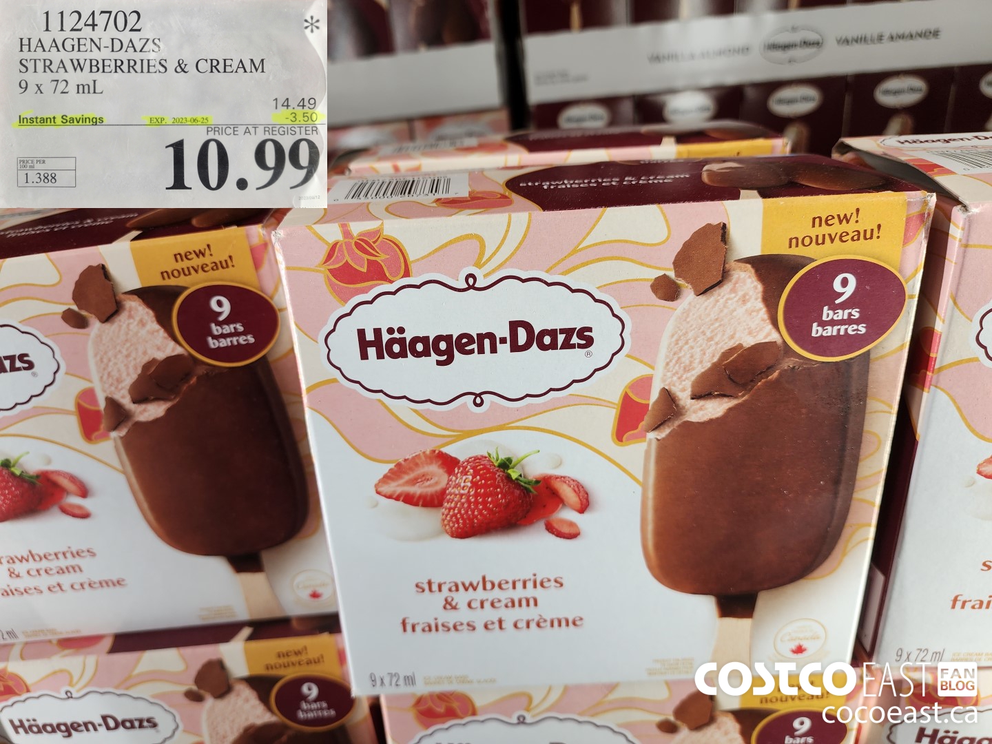 1124702 HAAGEN-DAZS STRAWBERRIES & CREAM 9 X 72 ml ($3.50 INSTANT SAVINGS EXPIRES ON 2023-06-25) $10.99