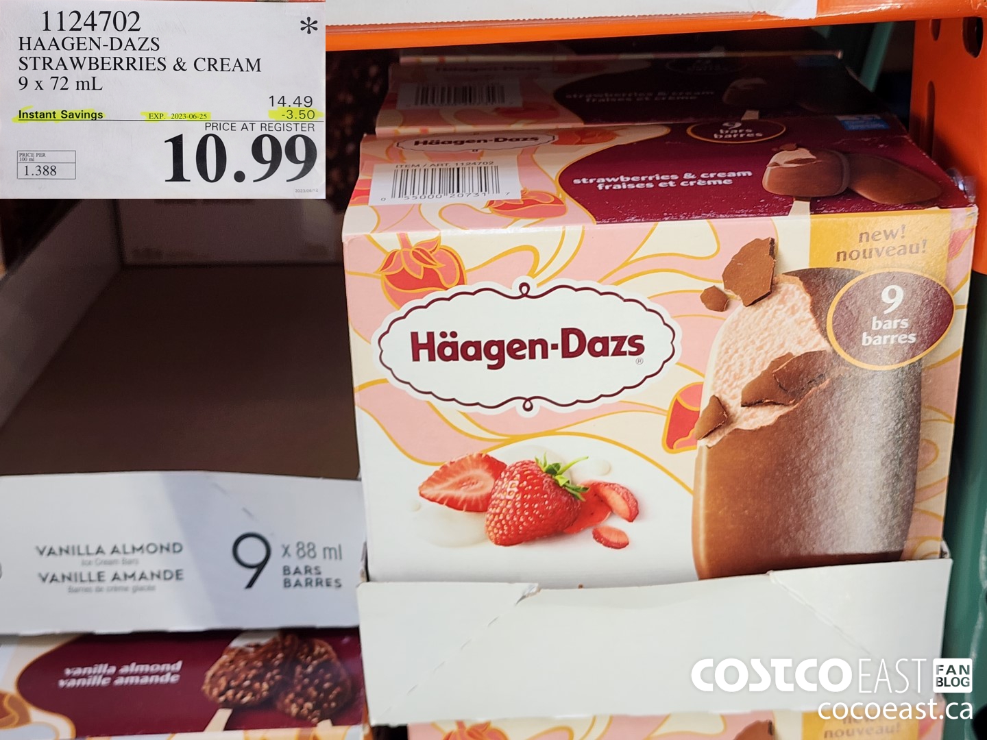 1124702 HAAGEN-DAZS STRAWBERRIES & CREAM 9 X 72 ml ($3.50 INSTANT SAVINGS EXPIRES ON 2023-06-25) $10.99