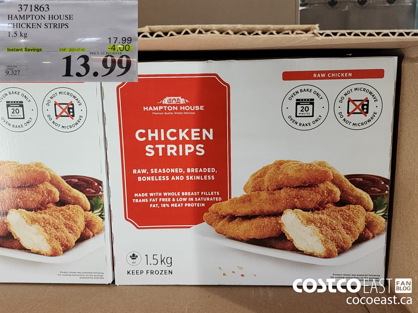 371863 HAMPTON HOUSE CHICKEN STRIPS 1.5 KG ($4.00 INSTANT SAVINGS EXPIRES ON 2023-07-02) $13.99