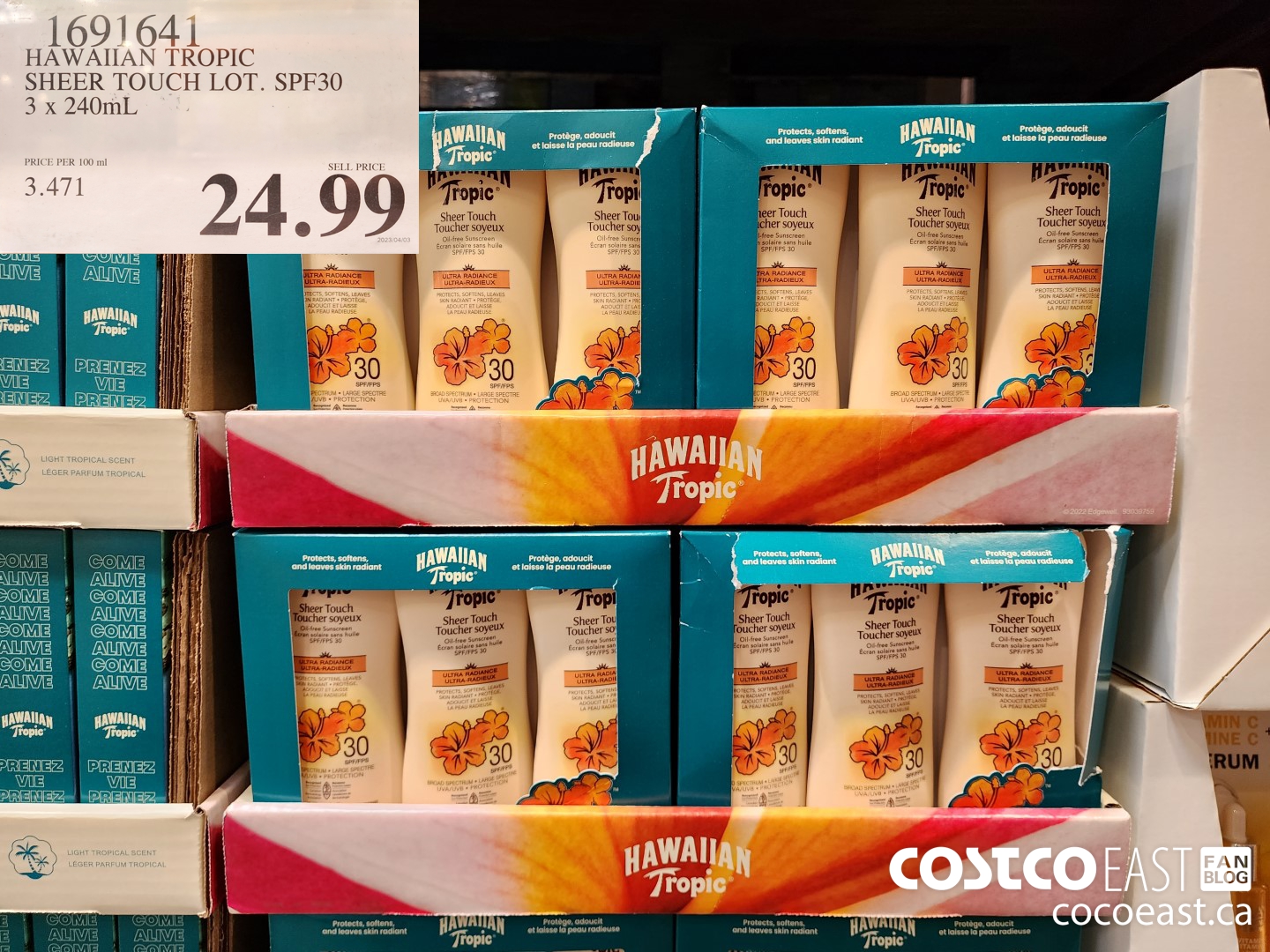 1691641 HAWAIIAN TROPIC SHEER TOUCH LOT. SPF30 3 x 240mL $24.99