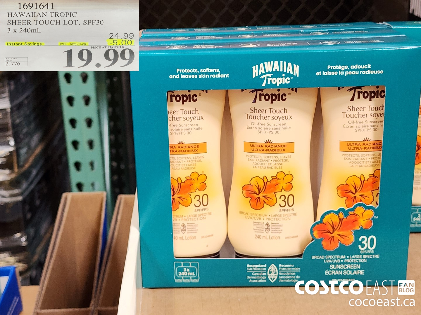 1691641 HAWAIIAN TROPIC SHEER TOUCH LOT. SPF30 3 x 240mL ($5.00 INSTANT SAVINGS EXPIRES ON 2023-07-09) $19.99
