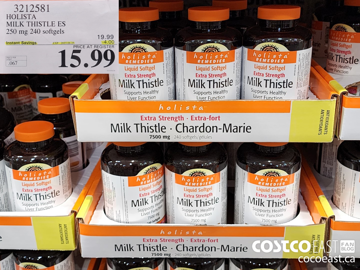 3212581 HOLISTA MILK THISTLE ES 250 mg 240 softgels ($4.00 INSTANT SAVINGS EXPIRES ON 2023-06-25) $15.99