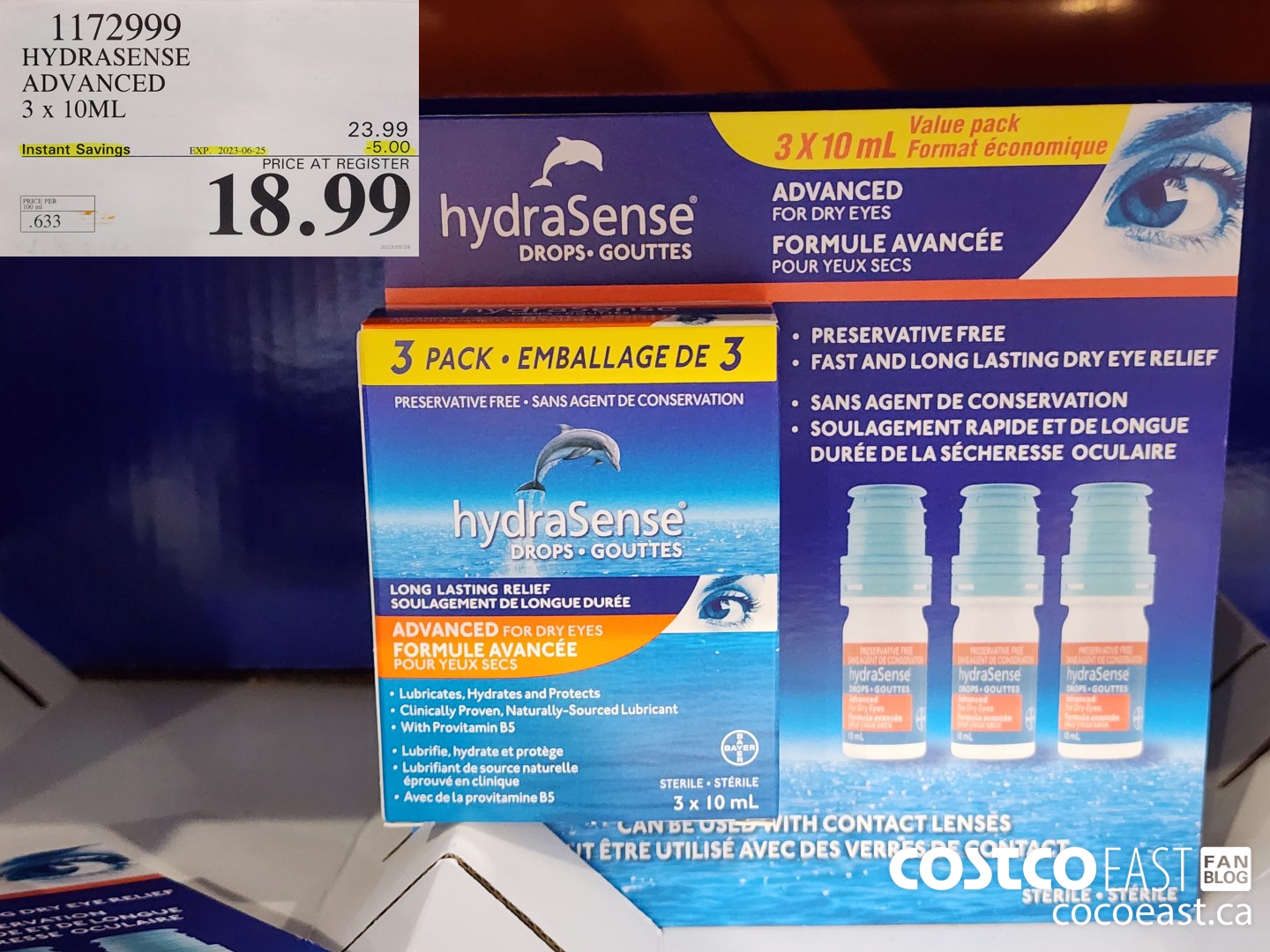 1172999 HYDRASENSE ADVANCED 3 x 10ML ($5.00 INSTANT SAVINGS EXPIRES ON 2023-06-25) $18.99