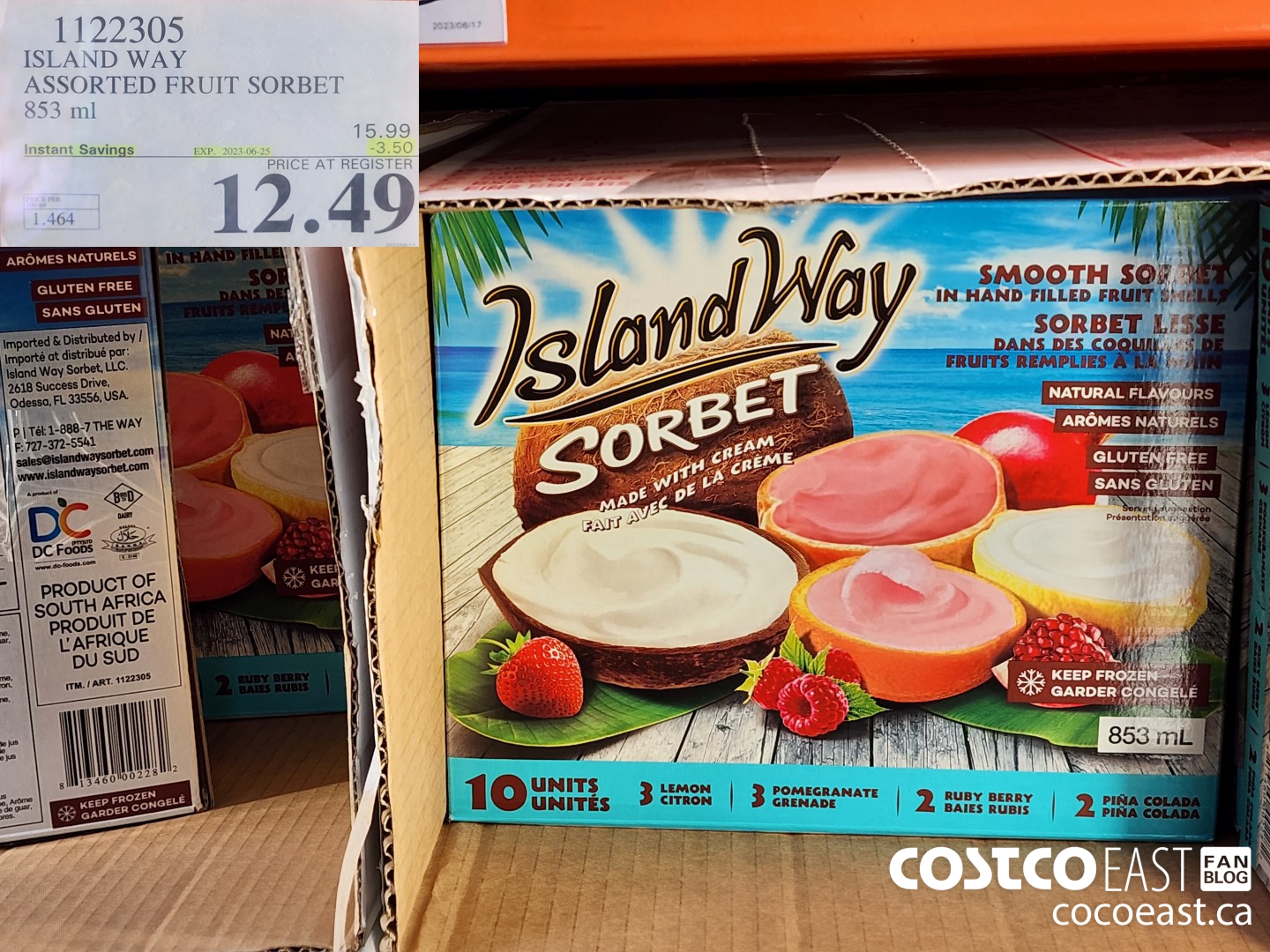 1122305 ISLAND WAY ASSORTED FRUIT SORBET 853 ml ($3.50 INSTANT SAVINGS EXPIRES ON 2023-06-25) $12.49
