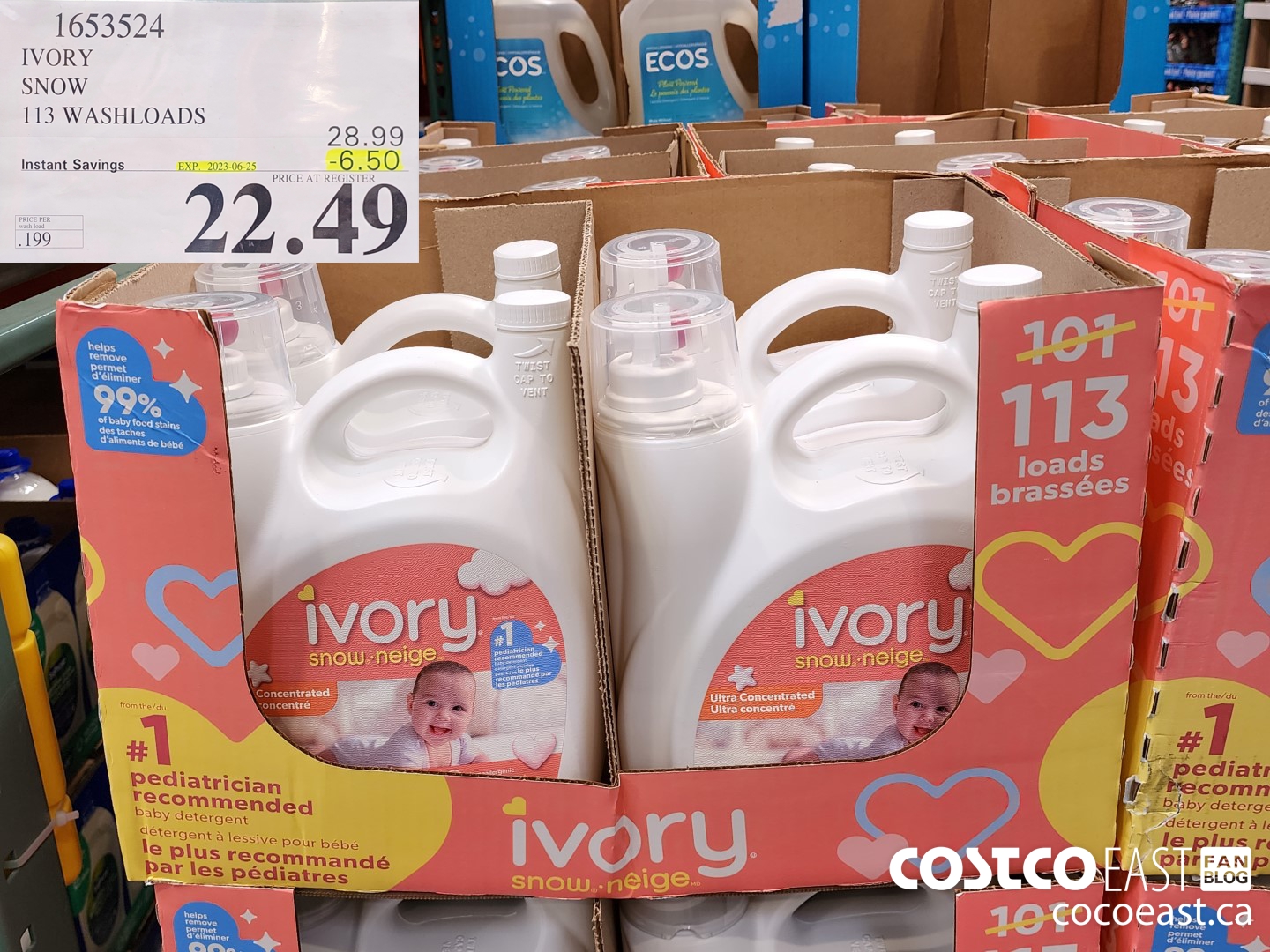 1653524 IVORY SNOW 113 wash loads ($6.50 INSTANT SAVINGS EXPIRES ON 2023-06-25) $22.49