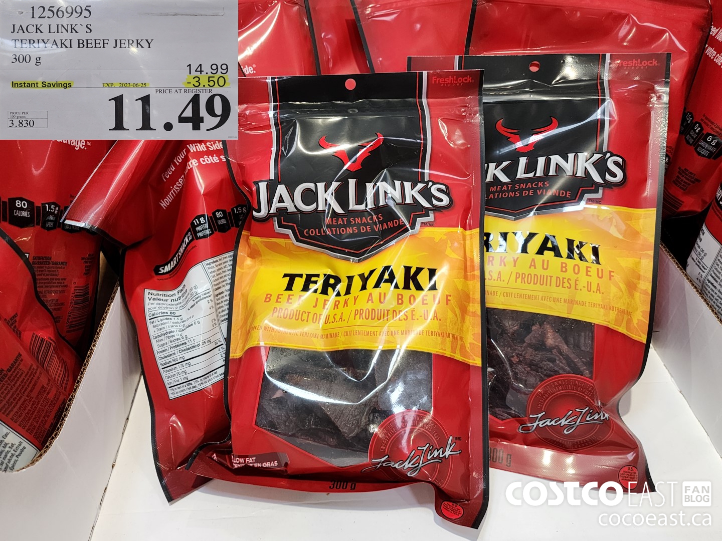 1256995 JACK LINKS TERIYAKI BEEF JERKY 300G ($3.50 INSTANT SAVINGS EXPIRES ON 2023-06-25) $11.49