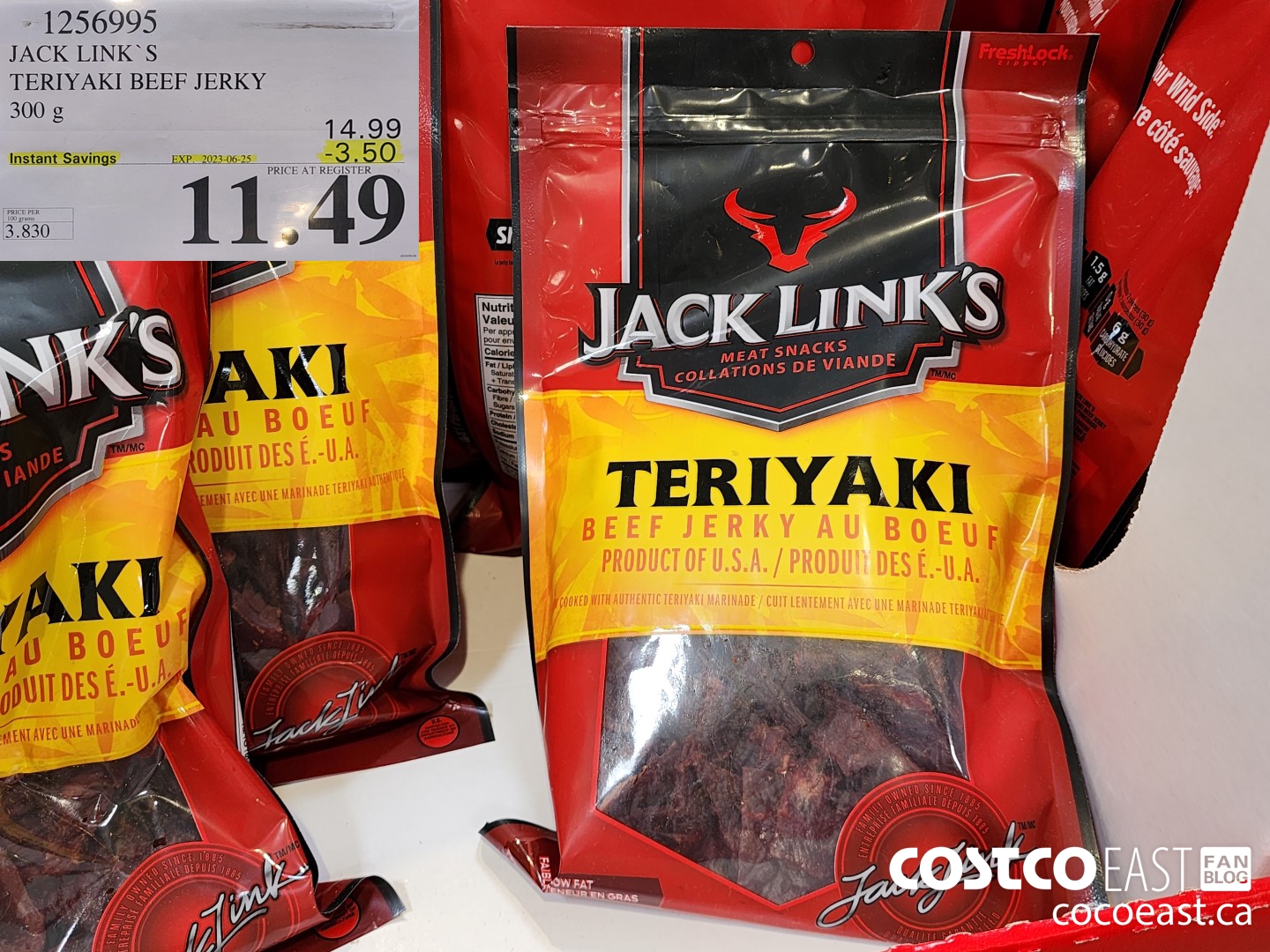 1256995 JACK LINKS TERIYAKI BEEF JERKY 300G ($3.50 INSTANT SAVINGS EXPIRES ON 2023-06-25) $11.49