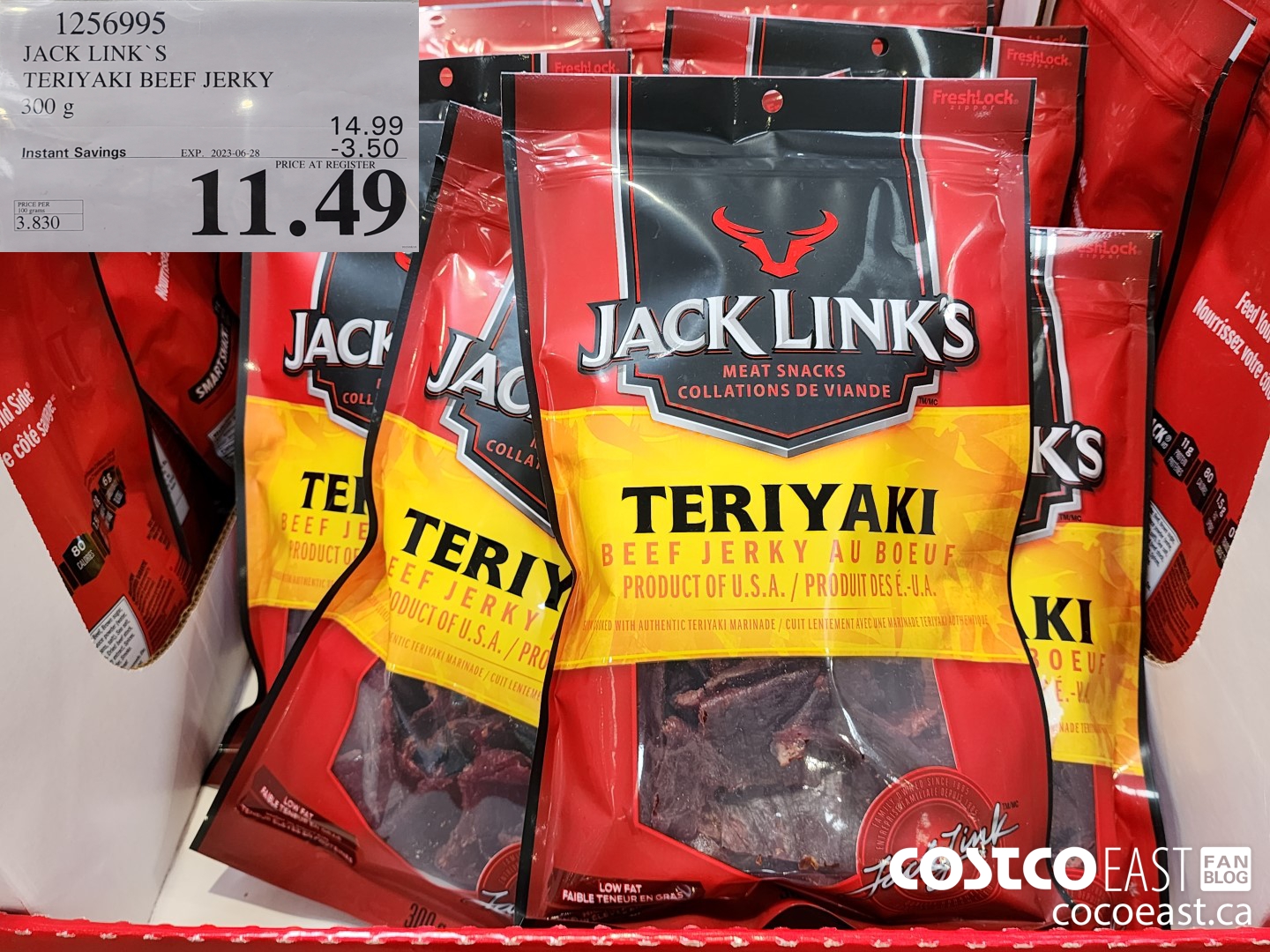1256995 JACK LINKS TERIYAKI BEEF JERKY 300G ($3.50 INSTANT SAVINGS EXPIRES ON 2023-06-28) $11.49