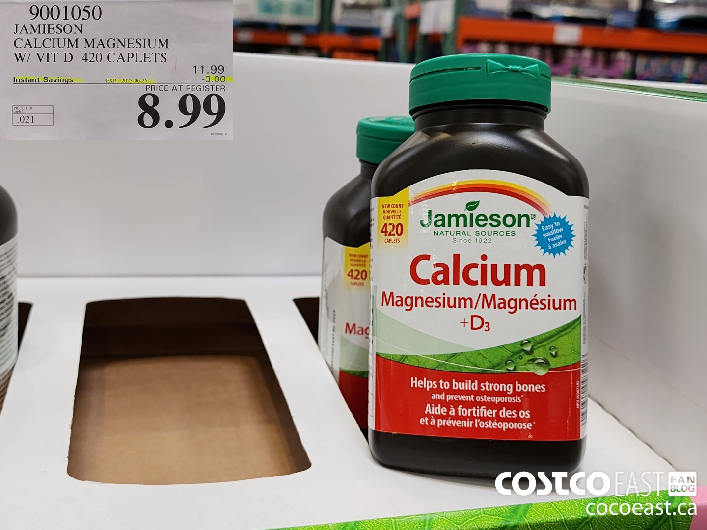 9001050 JAMIESON CALCIUM MAGNESIUM W/ VIT D 420 CAPLETS ($3.00 INSTANT SAVINGS EXPIRES ON 2023-06-25) $8.99