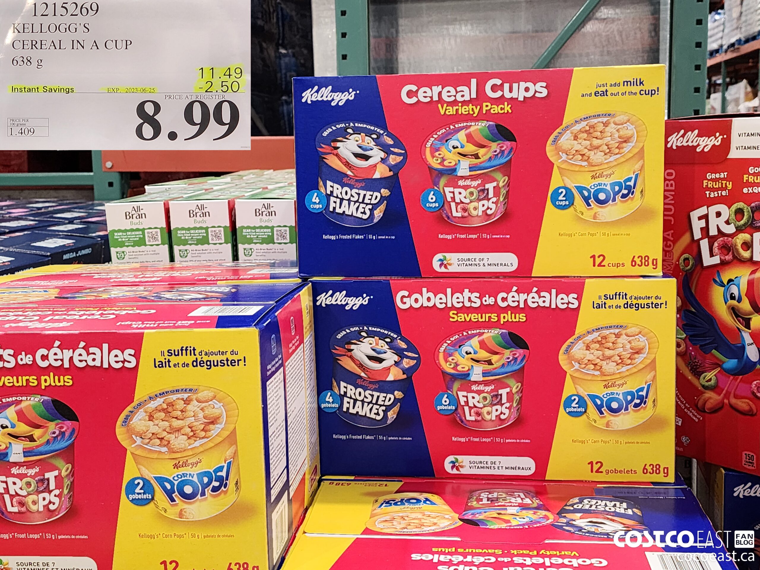 1215269 KELLOGG'S CEREAL IN A CUP 638 G ($2.50 INSTANT SAVINGS EXPIRES ON 2023-06-25) $8.99