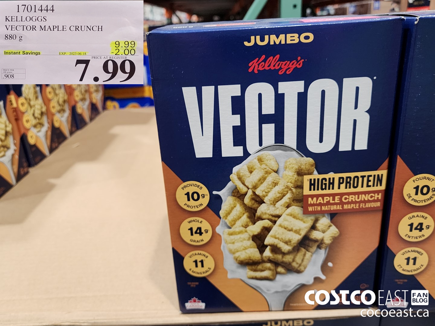 1701444 KELLOGGS VECTOR MAPLE CRUNCH 880 g ($2.00 INSTANT SAVINGS EXPIRES ON 2023-06-18) $7.99