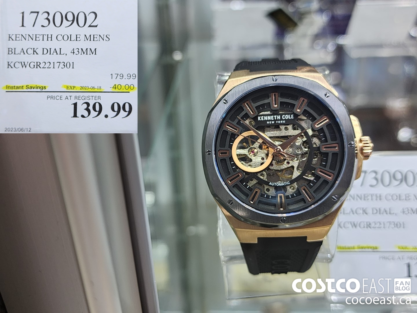 1730902 KENNETH COLE MENS BLACK DIAL, 43MM KCWGR2217301 ($40.00 INSTANT SAVINGS EXPIRES ON 2023-06-18) $139.99