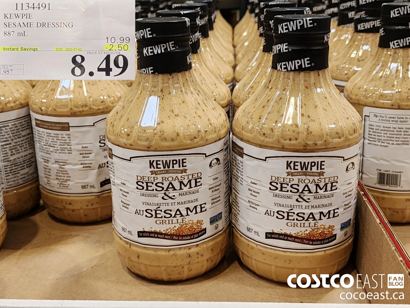 1134491 KEWPIE SESAME DRESSING 887 ML ($2.50 INSTANT SAVINGS EXPIRES ON 2023-07-02) $8.49