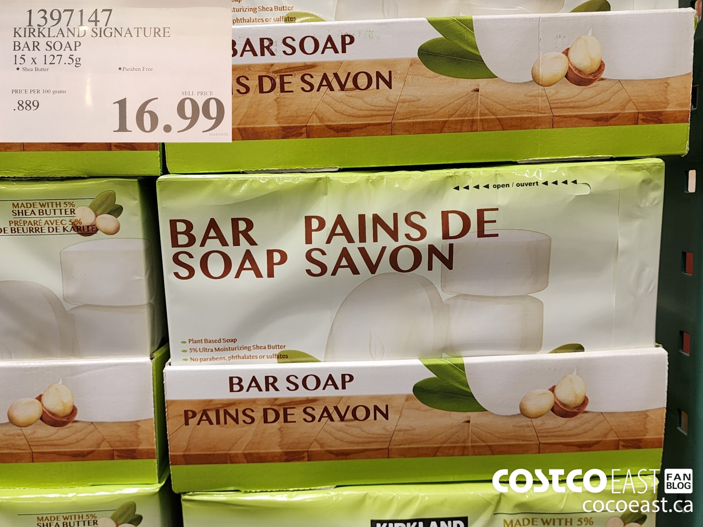 1397147 KIRKLAND SIGNATURE BAR SOAP 15 X 127.5 G $16.99