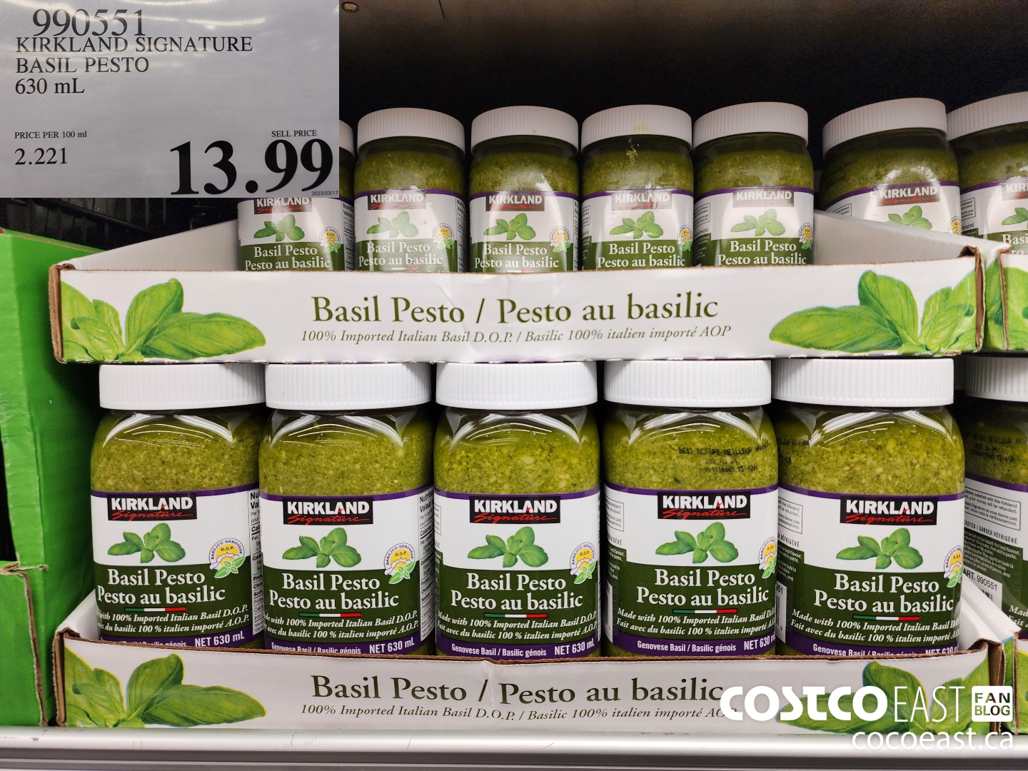 990551 KIRKLAND SIGNATURE BASIL PESTO 630 ML $13.99