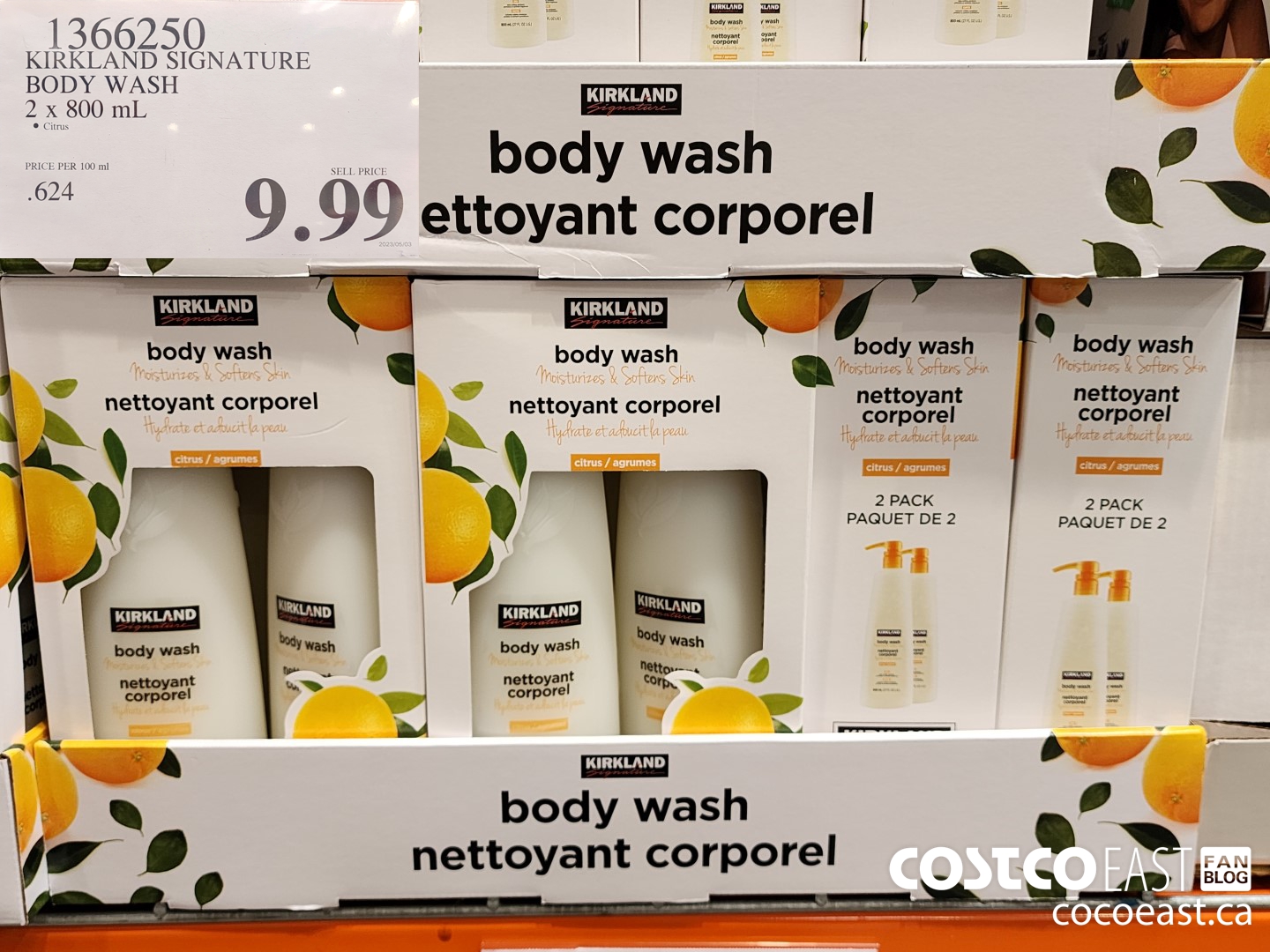 1366250 KIRKLAND SIGNATURE BODY WASH 2 x 800 mL $9.99