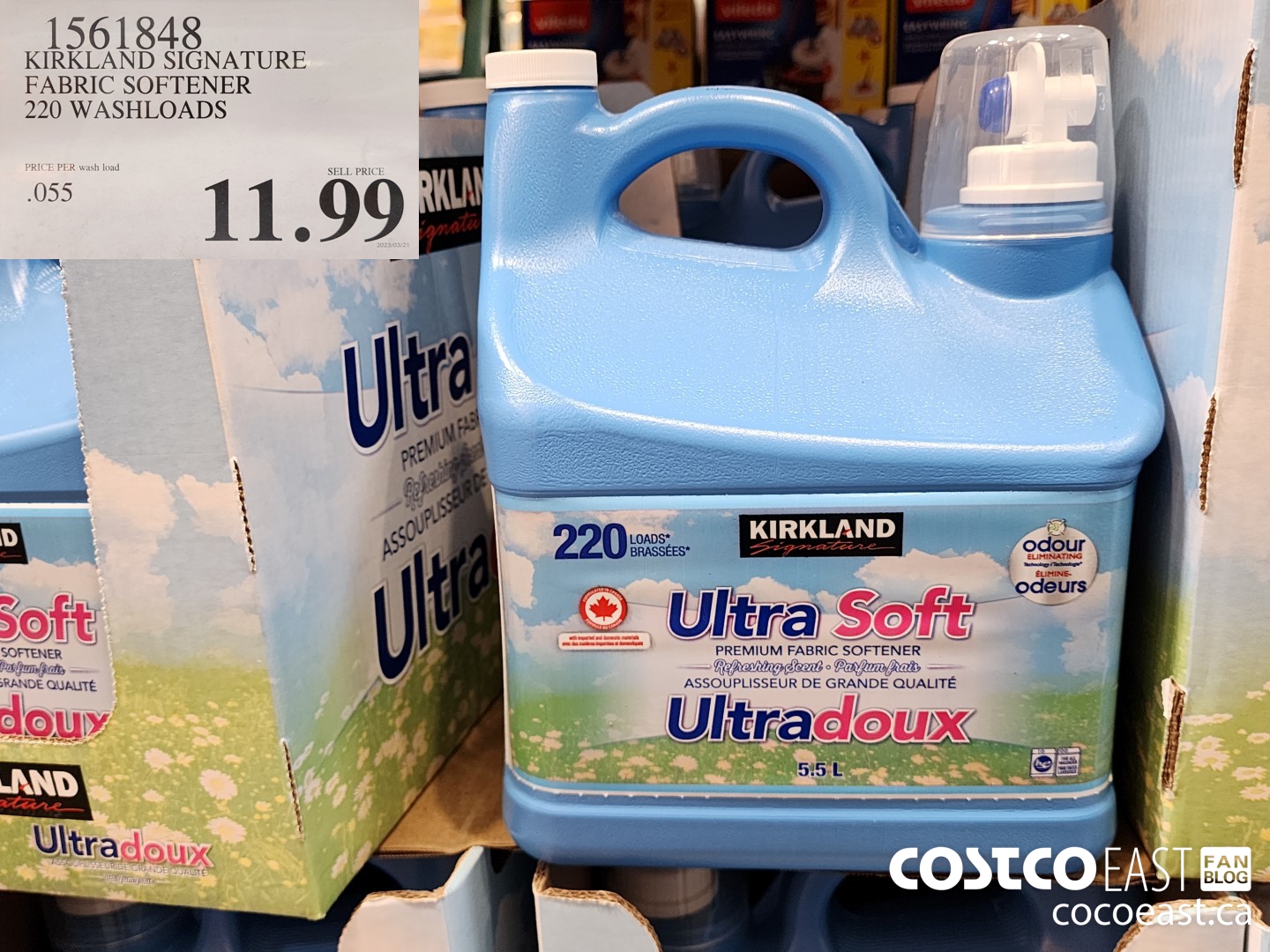 1561848 KIRKLAND SIGNATURE FABRIC SOFTENER 220 WASHLOADS $11.99