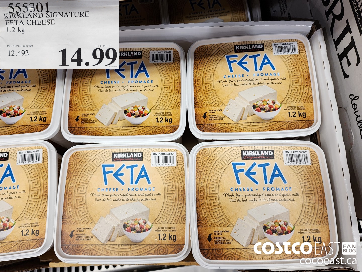 555301 KIRKLAND SIGNATURE FROMAGE FETA 1.2 KG $14.99