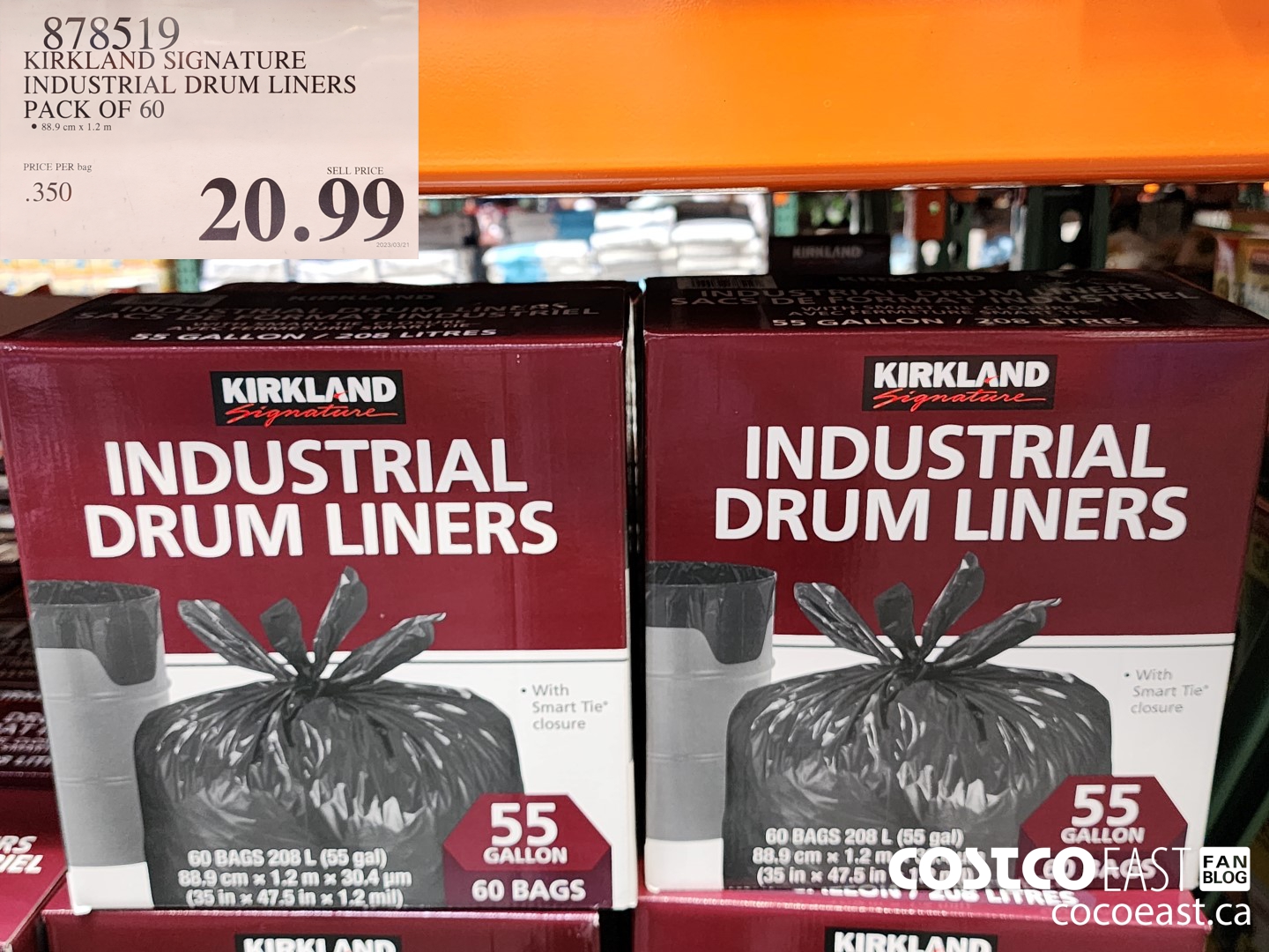 878519 KIRKLAND SIGNATURE INDUSTRIAL DRUM LINERS PACK OF 60 $20.99