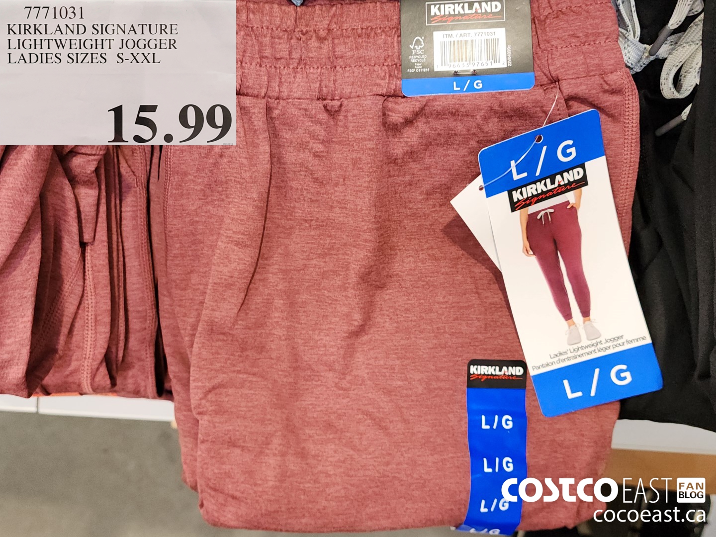 7771031 KIRKLAND SIGNATURE LIGHTWEIGHT JOGGER LADIES SIZES S-XXL $15.99