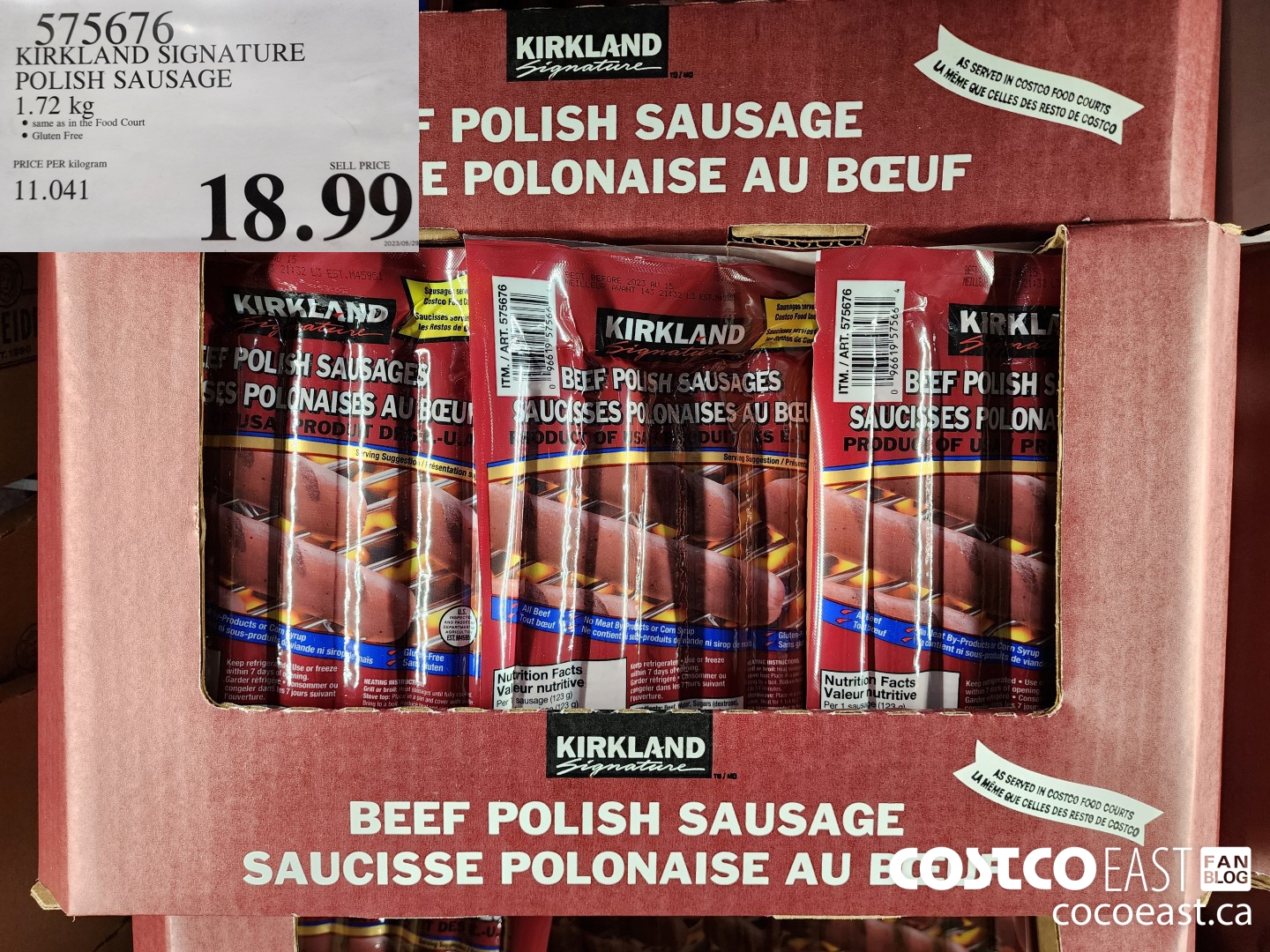 575676 KIRKLAND SIGNATURE POLISH SAUSAGE 1.72 KG $18.99