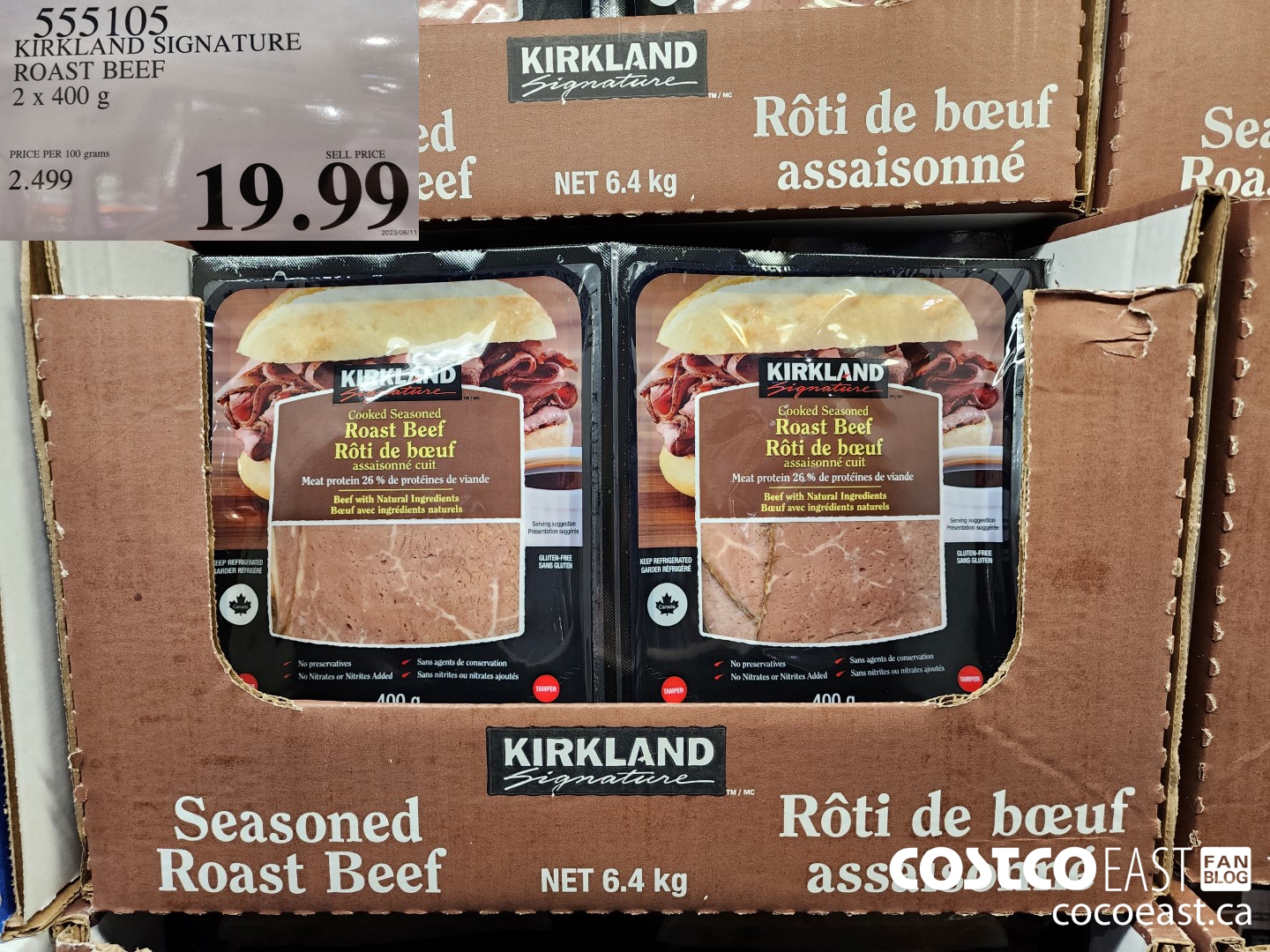 555105 KIRKLAND SIGNATURE ROAST BEEF 2 X 400 G $19.99