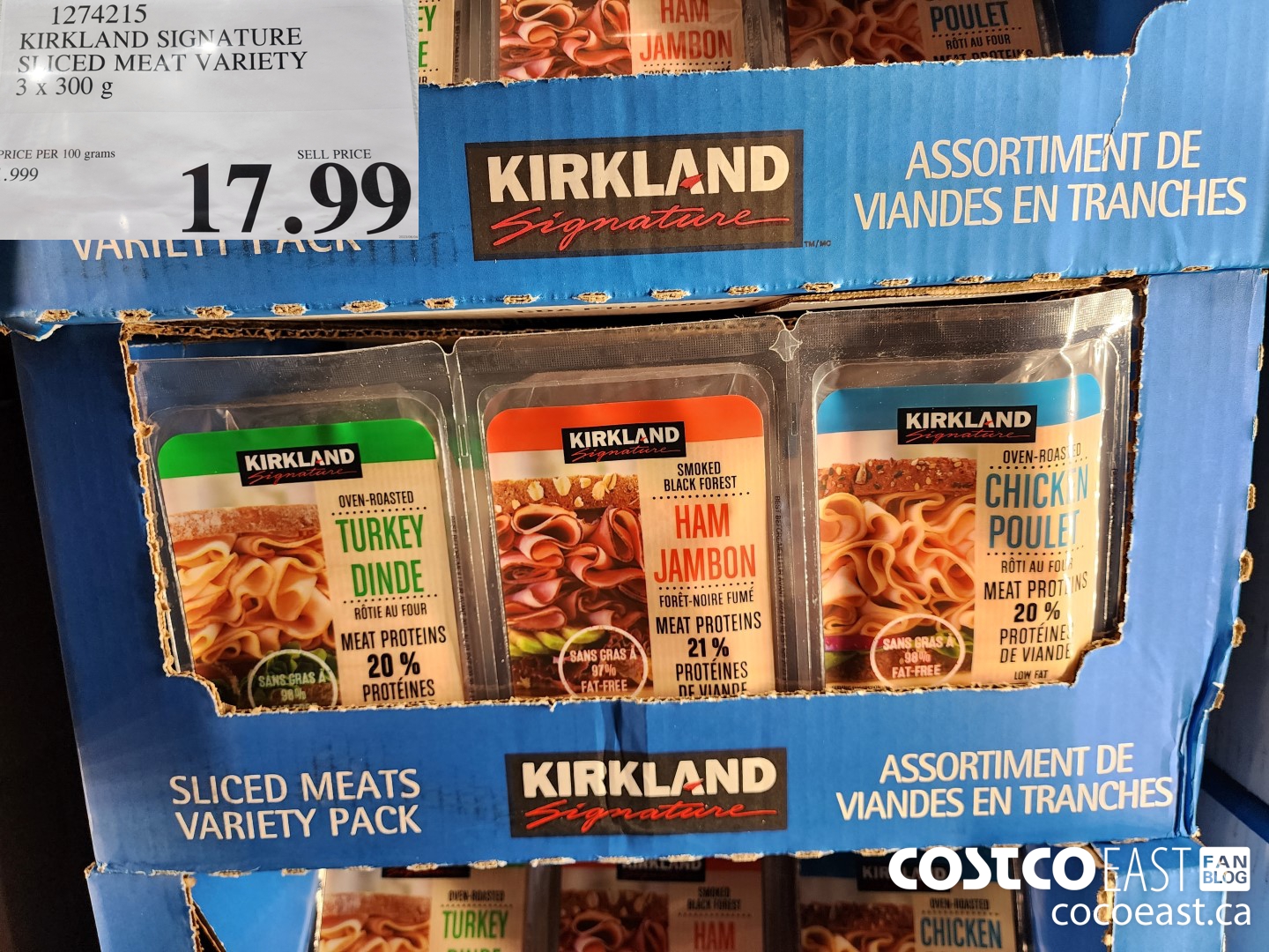 1274215 KIRKLAND SIGNATURE SLICED MEAT VARIETY 3 X 300 G $17.99