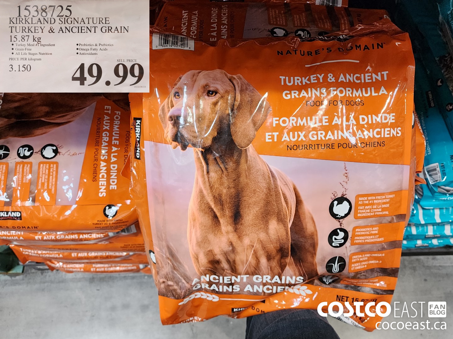 1538725 KIRKLAND SIGNATURE TURKEY & ANCIENT GRAIN 15.87 KG $49.99