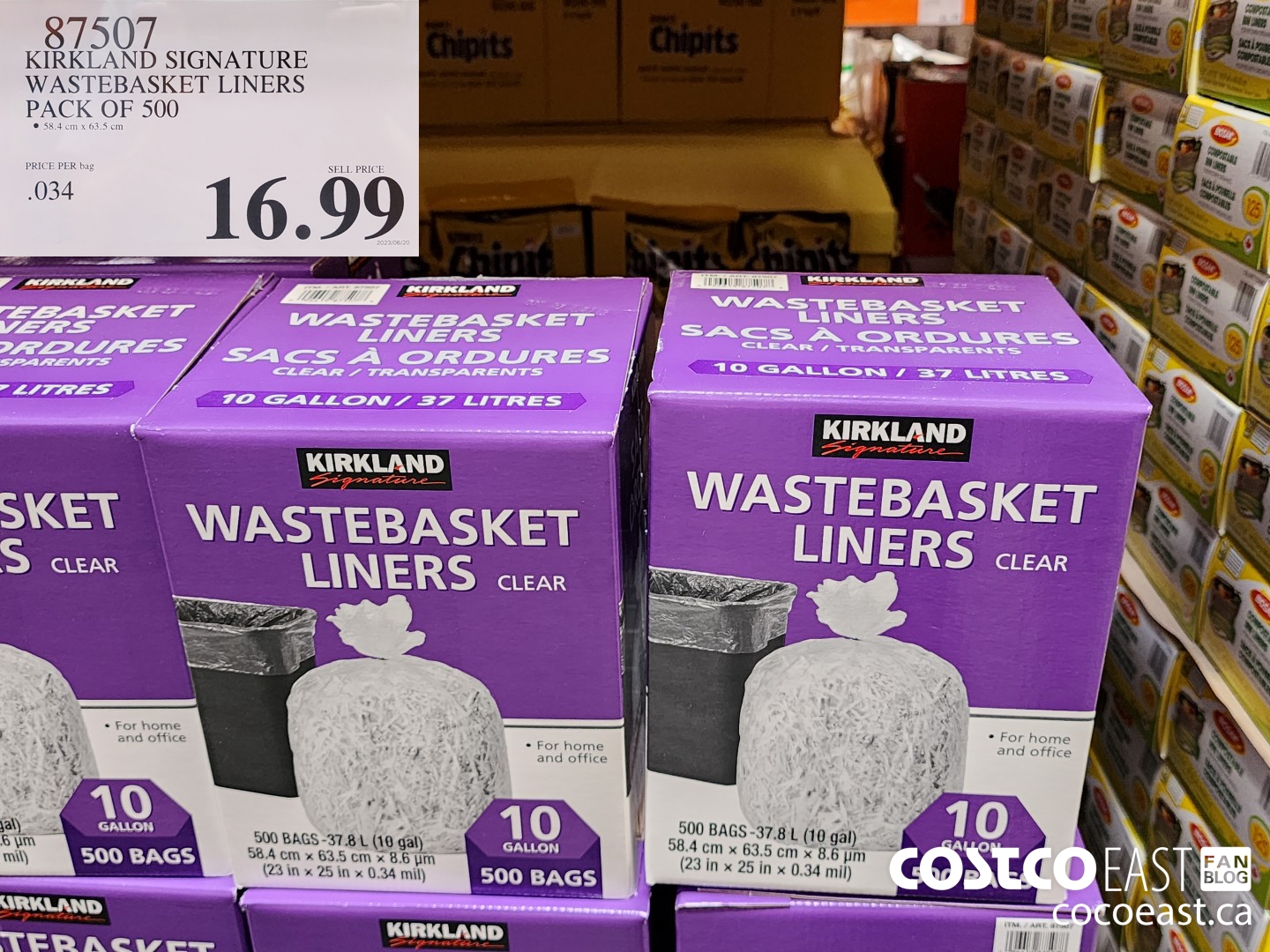 87507 KIRKLAND SIGNATURE WASTEBASKET LINERS PACK OF 500 $16.99