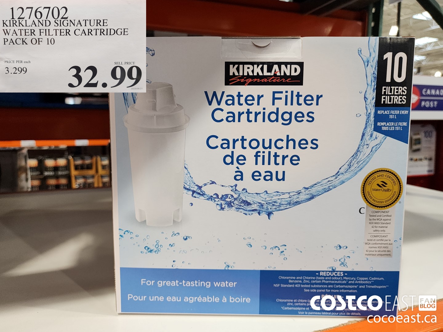 1276702 KIRKLAND SIGNATURE WATER FILTER CARTRIDGE PACK OF 10 $32.99