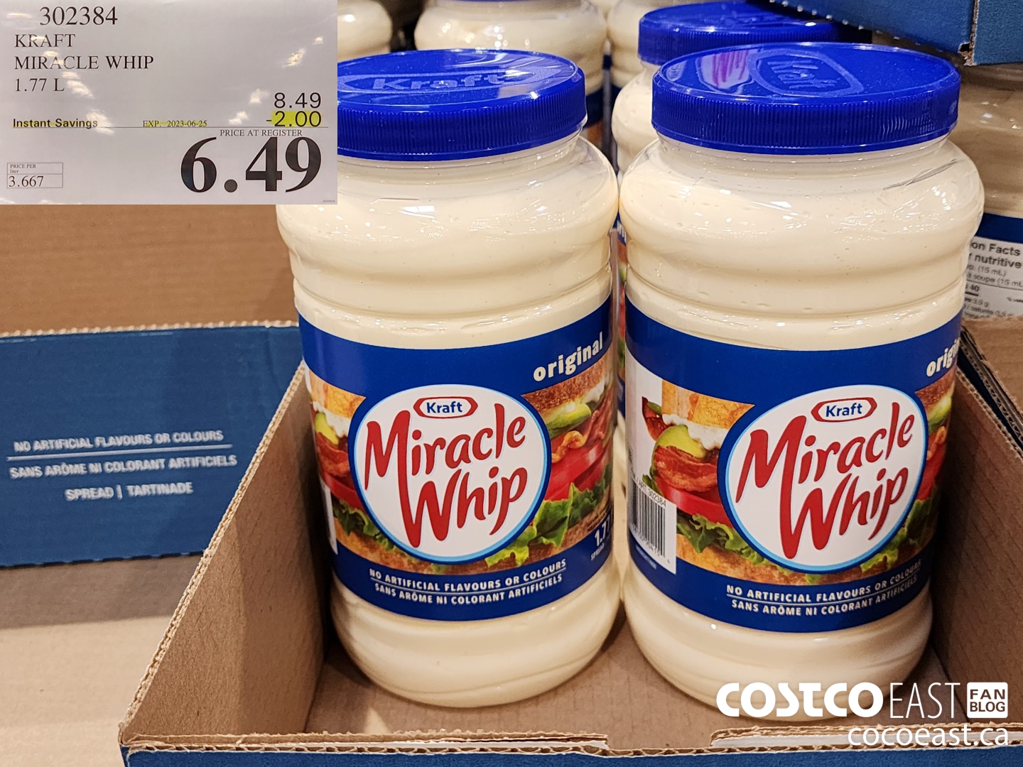 302384 KRAFT MIRACLE WHIP 1.77 L ($2.00 INSTANT SAVINGS EXPIRES ON 2023-06-25) $6.49