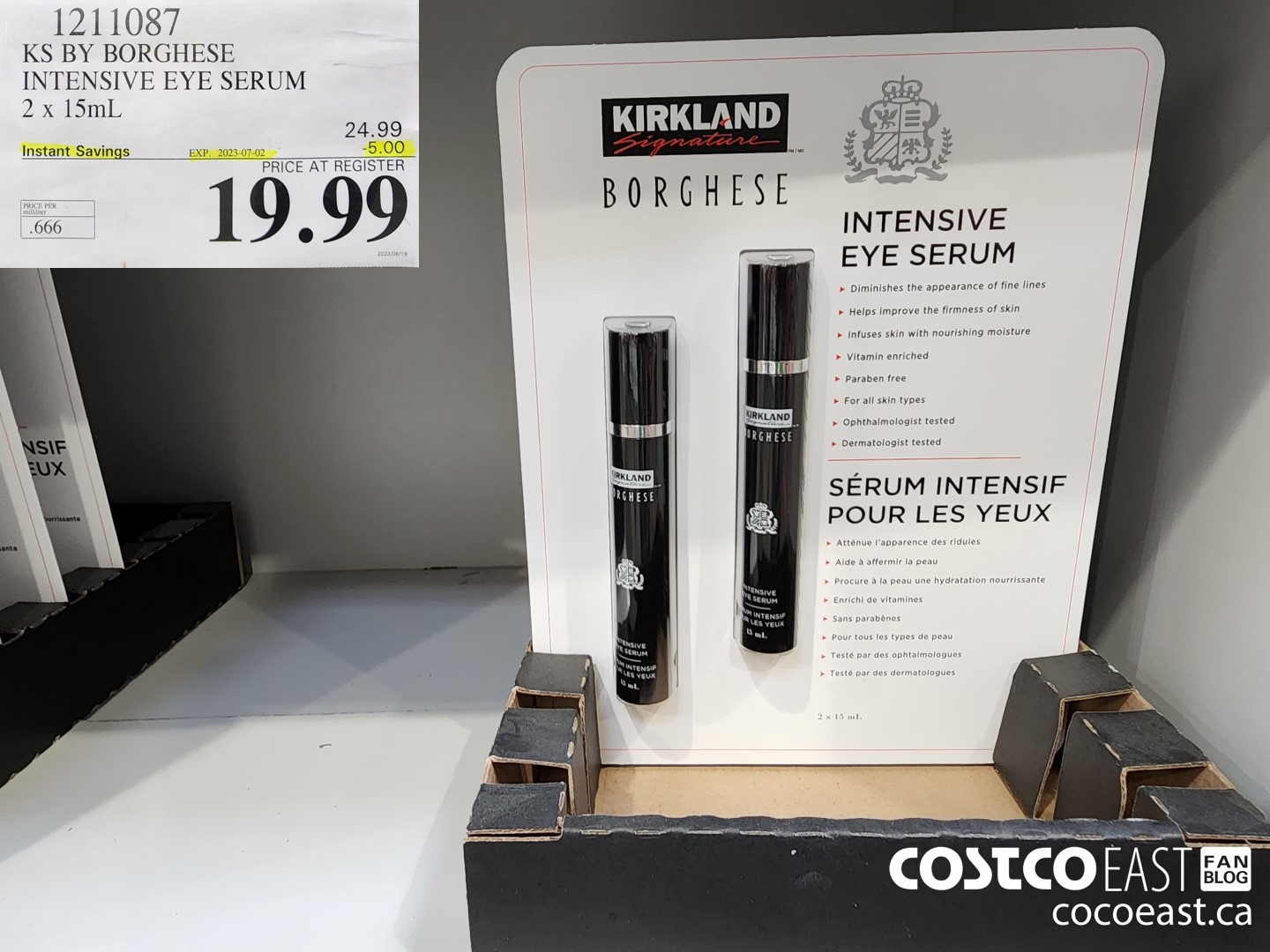 1211087 KS BY BORGHESE INTENSIVE EYE SERUM 2 X 15ML ($5.00 INSTANT SAVINGS EXPIRES ON 2023-07-02) $19.99