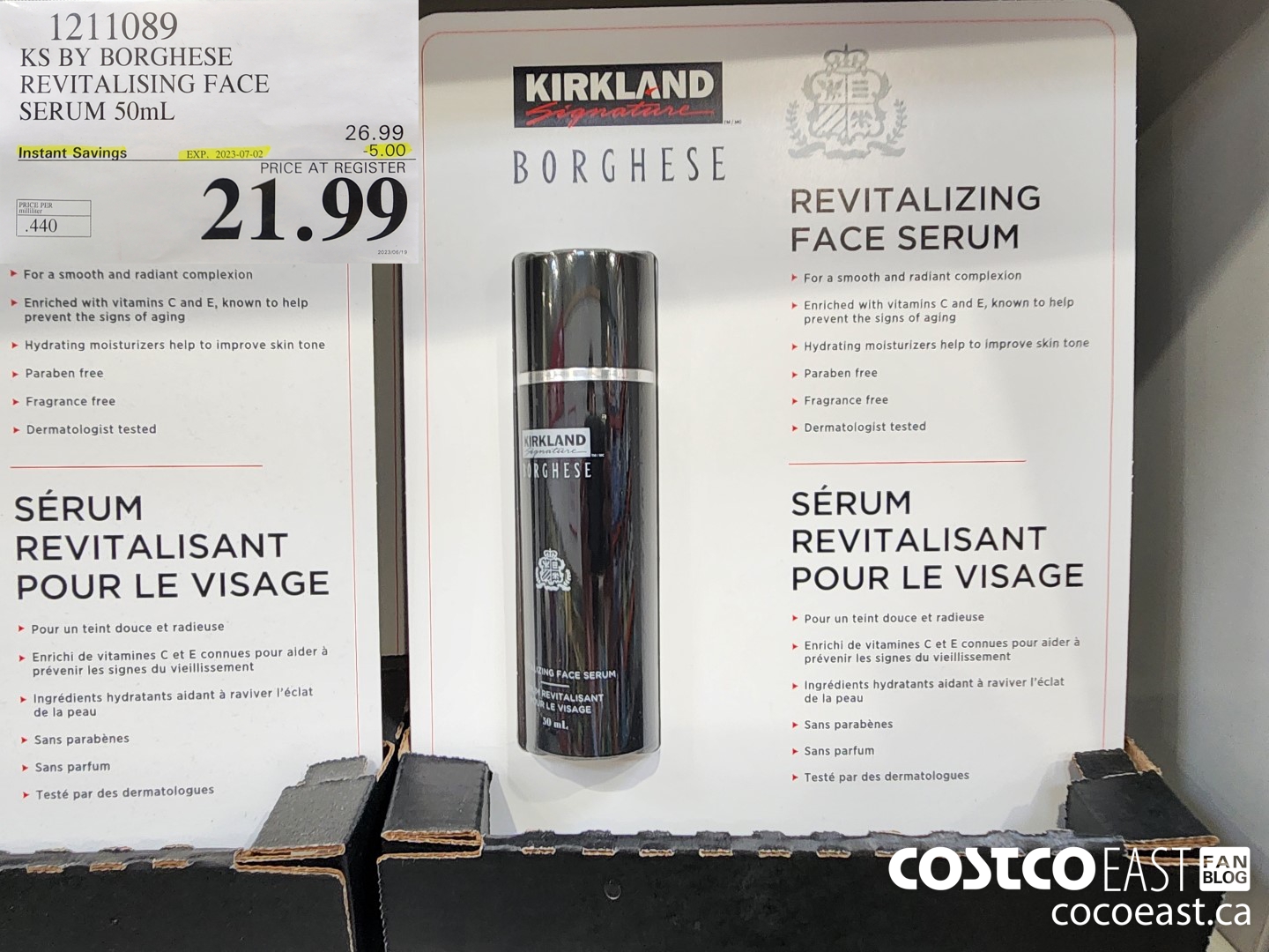 1211089 KS BY BORGHESE REVITALISING FACE SERUM 50ML ($5.00 INSTANT SAVINGS EXPIRES ON 2023-07-02) $21.99