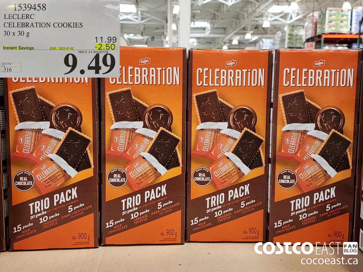 1539458 LECLERC CELEBRATION COOKIES 30 x 30g  ($2.50 INSTANT SAVINGS EXPIRES ON 2023-07-02) $9.49