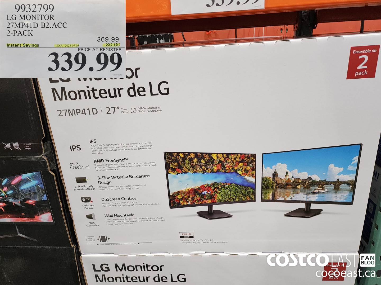 9932799 LG MONITOR 27MP41D-B2.ACC 2-PACK ($30.00 INSTANT SAVINGS EXPIRES ON 2023-07-03) $339.99