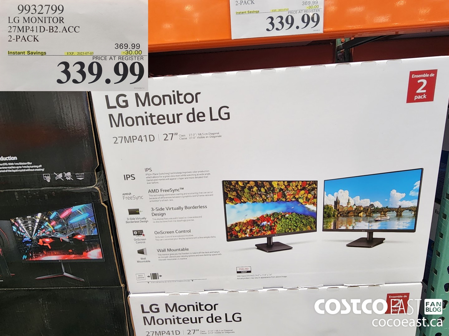 9932799 LG MONITOR 27MP41D-B2.ACC 2-PACK ($30.00 INSTANT SAVINGS EXPIRES ON 2023-07-03) $339.99