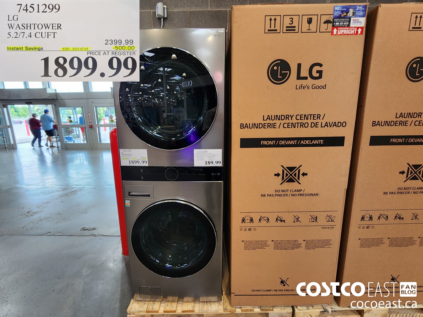 7451299 LG WASHTOWER 5.2/7.4 CUFT ($500.00 INSTANT SAVINGS EXPIRES ON 2023-07-05) $1899.99