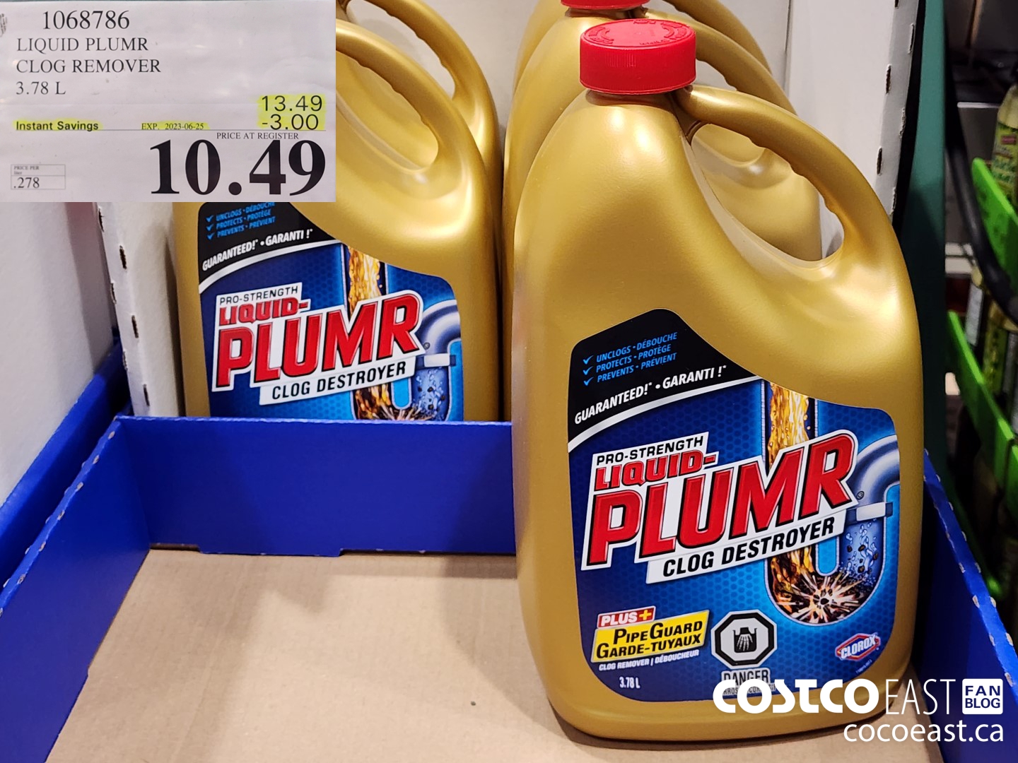 1068786 LIQUID PLUMR CLOG REMOVER 3.78 L ($3.00 INSTANT SAVINGS EXPIRES ON 2023-06-25) $10.49