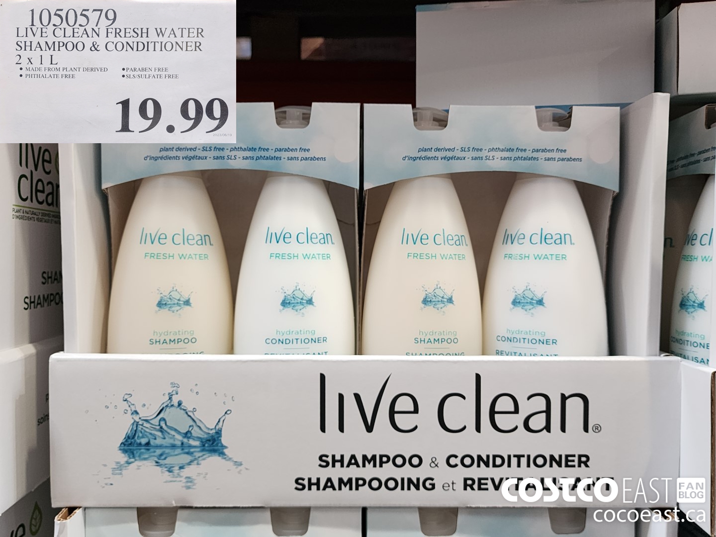 1050579 LIVE CLEAN FRESH WATER SHAMPOO & CONDITIONER 2 X 1L $19.99