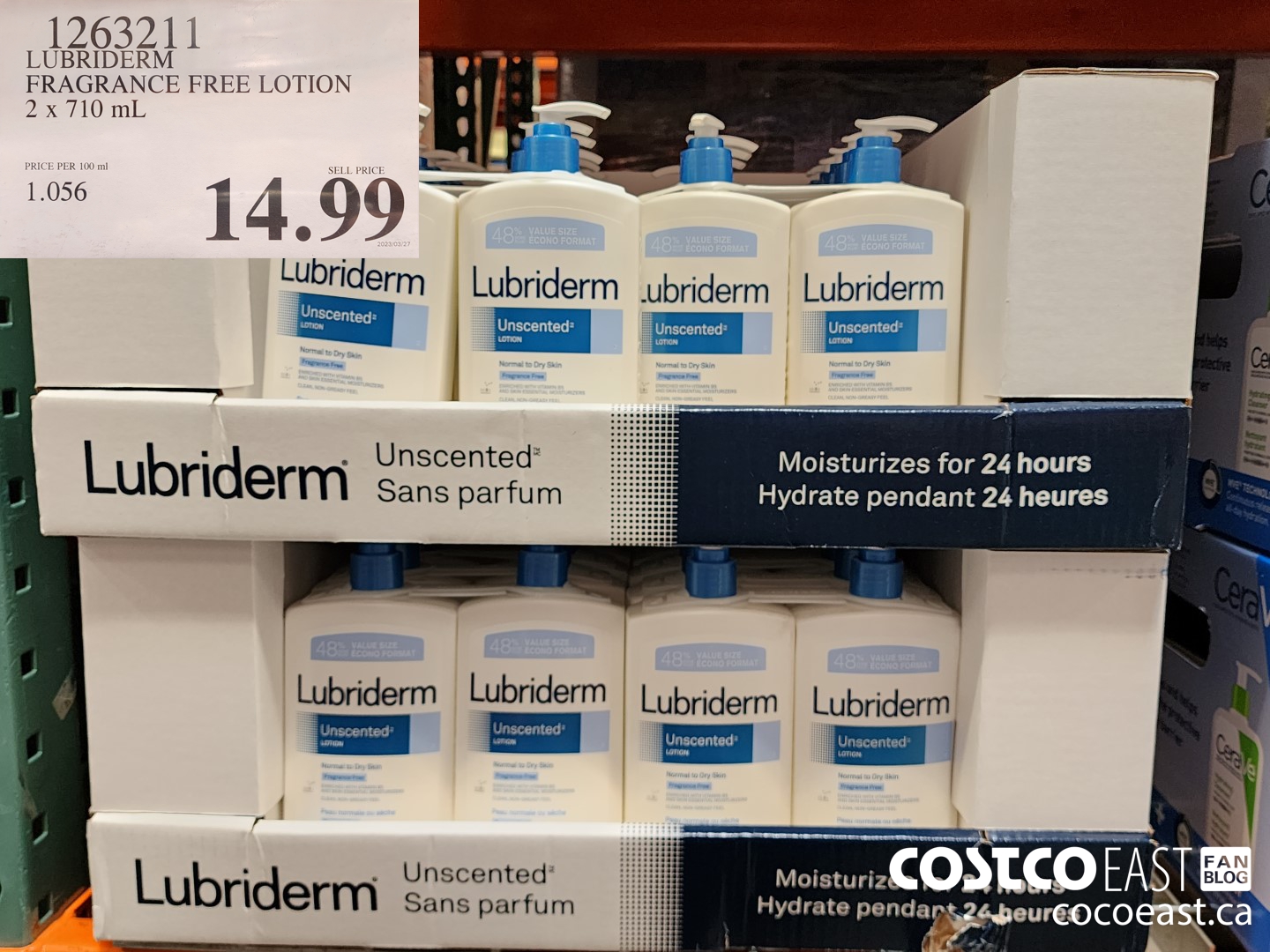 1263211 LUBRIDERM FRAGRANCE FREE LOTION 2 X 710 ML $14.99