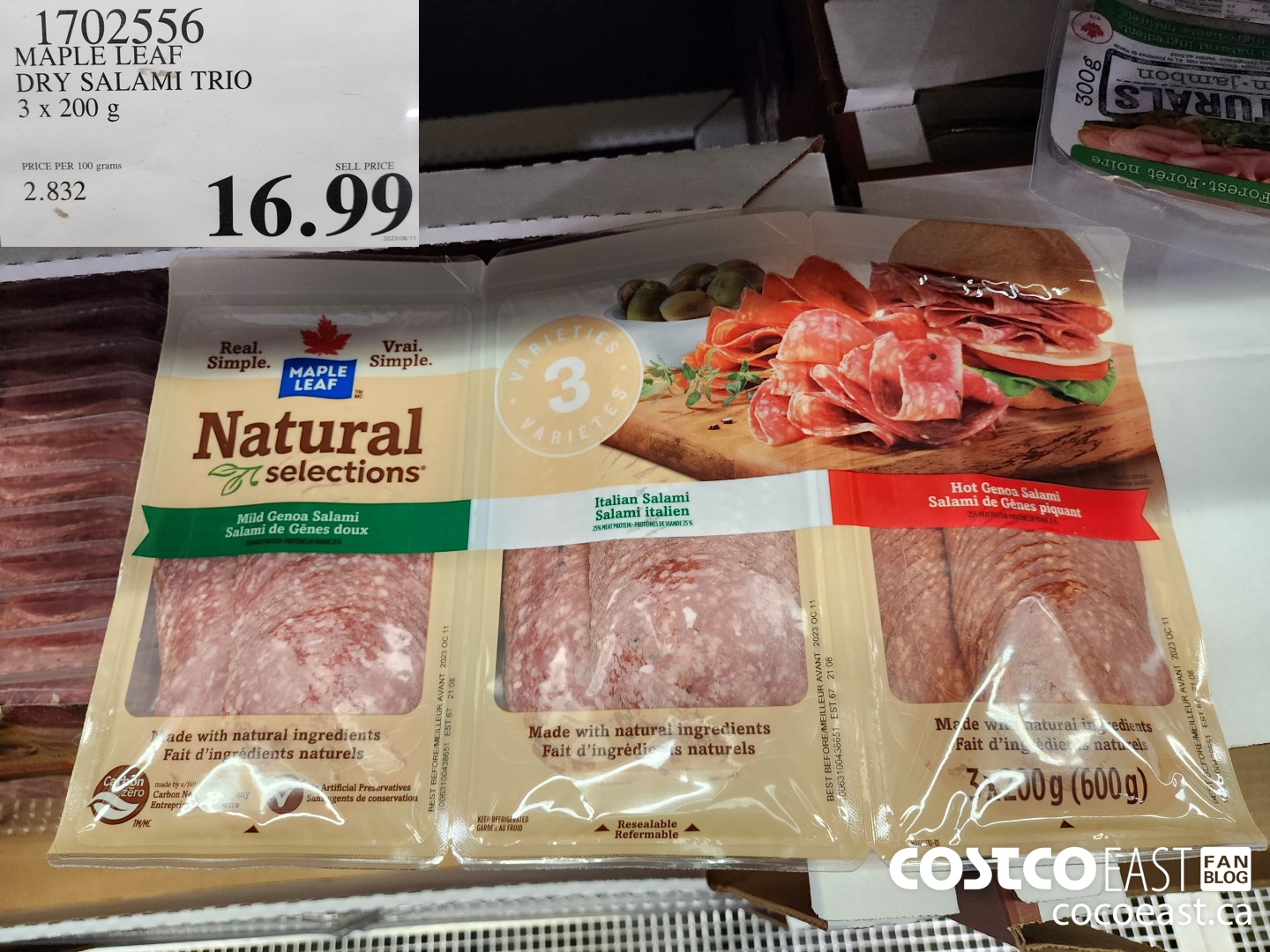 1702556 MAPLE LEAF DRY SALAMI TRIO 3 x 200 g $16.99