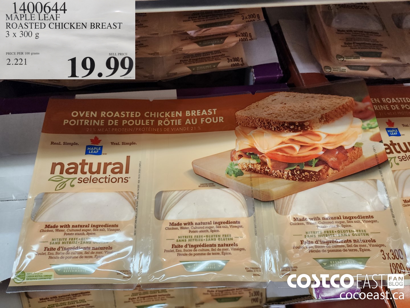 1400644 MAPLE LEAF SLICED CHICKEN BREAST 3 x 300 g $19.99