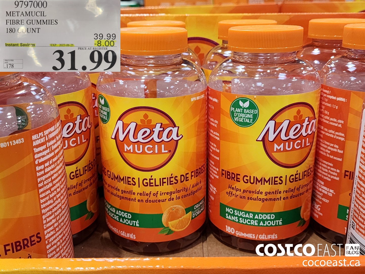 9797000 METAMUCIL FIBRE GUMMIES 180 COUNT ($8.00 INSTANT SAVINGS EXPIRES ON 2023-06-25) $31.99