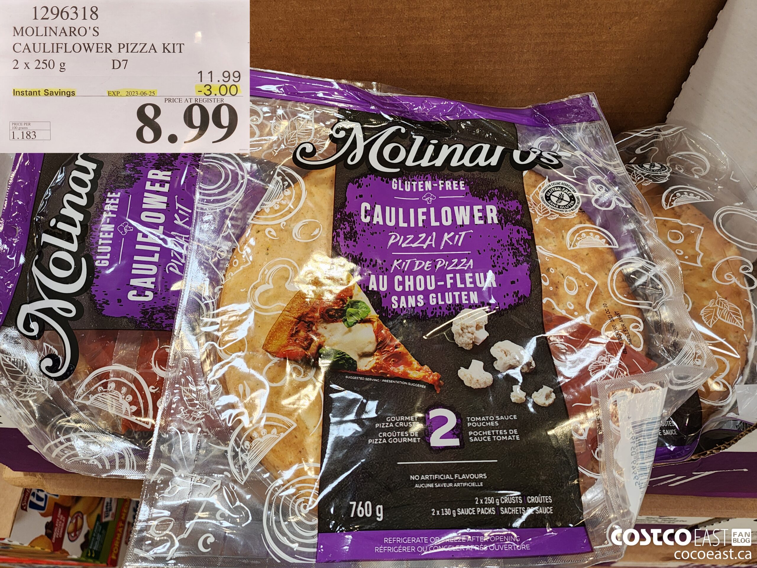 1296318 MOLINARO'S CAULIFLOWER PIZZA KIT 2 X 250 g ($3.00 INSTANT SAVINGS EXPIRES ON 2023-06-25) $8.99