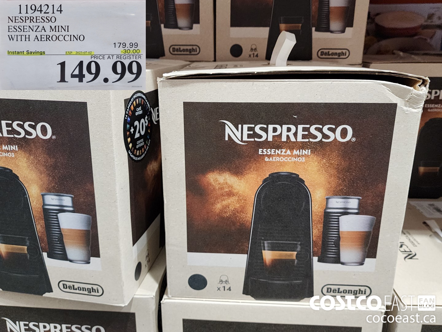 1194214 NESPRESSO ESSENZA MINI WITH AEROCCINO ($30.00 INSTANT SAVINGS EXPIRES ON 2023-07-02) $149.99