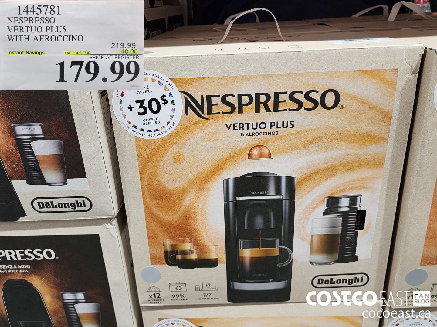 1445781 NESPRESSO VERTUO PLUS WITH AEROCCINO ($40.00 INSTANT SAVINGS EXPIRES ON 2023-07-02) $179.99